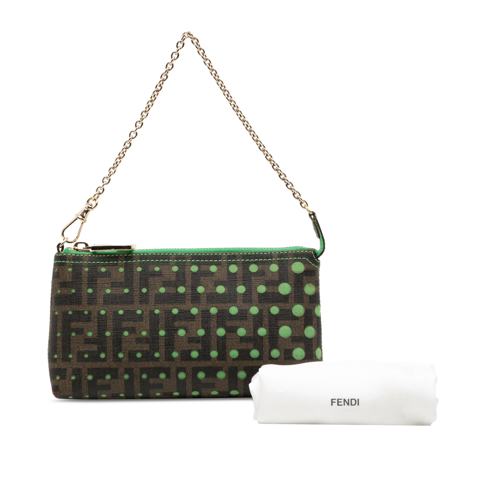 Fendi Zucca Spalmati Dots Chain Pochette