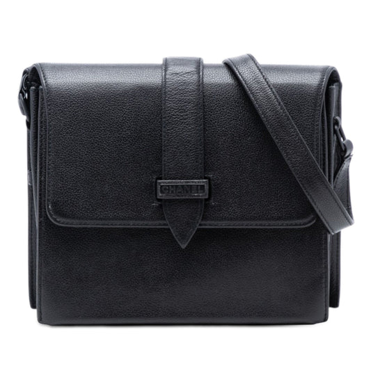 Grained Calfskin Flap Crossbody