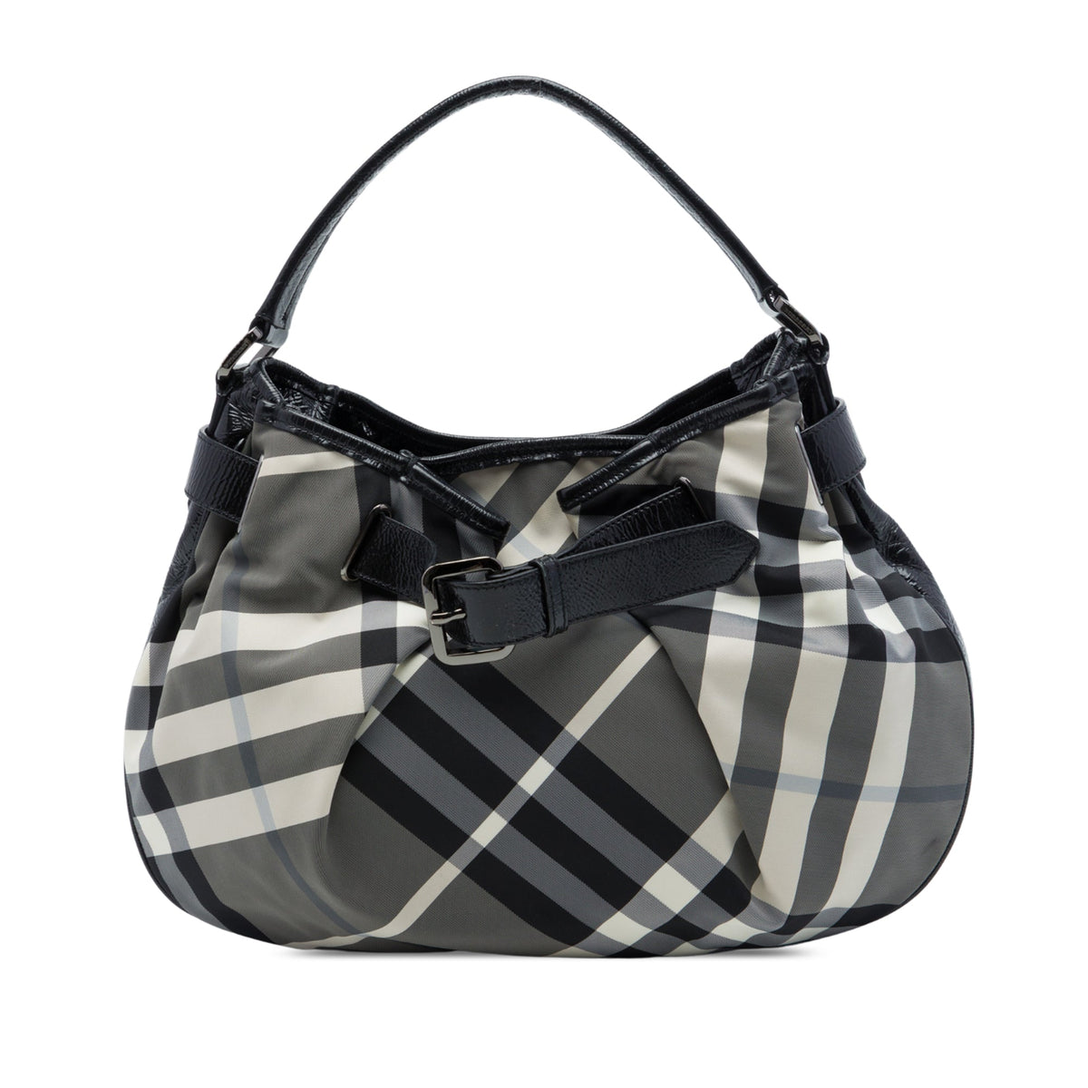 Burberry Beat Check Nylon Shoulder Bag — Gray