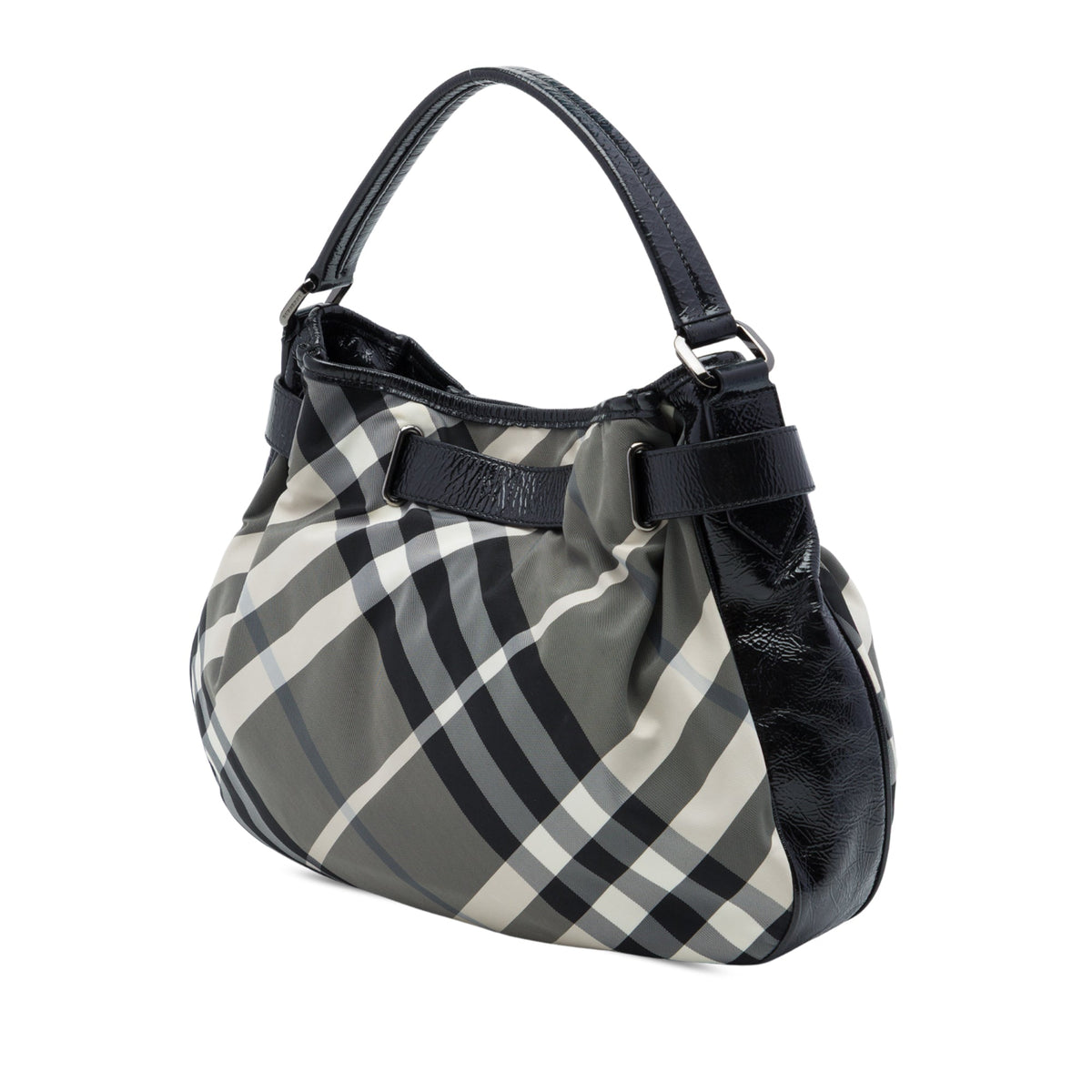 Burberry Beat Check Nylon Shoulder Bag — Gray