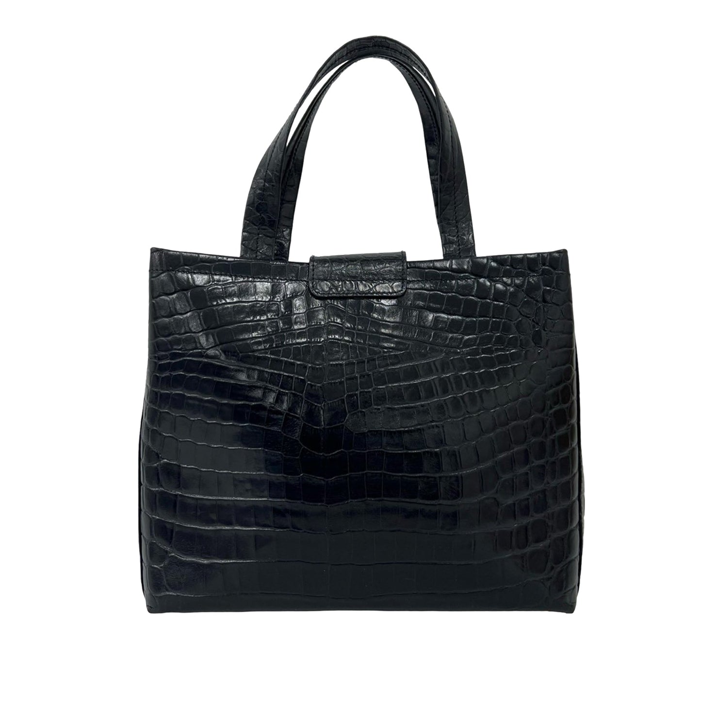Ferragamo Croc Embossed Leather Vara Bow Satchel