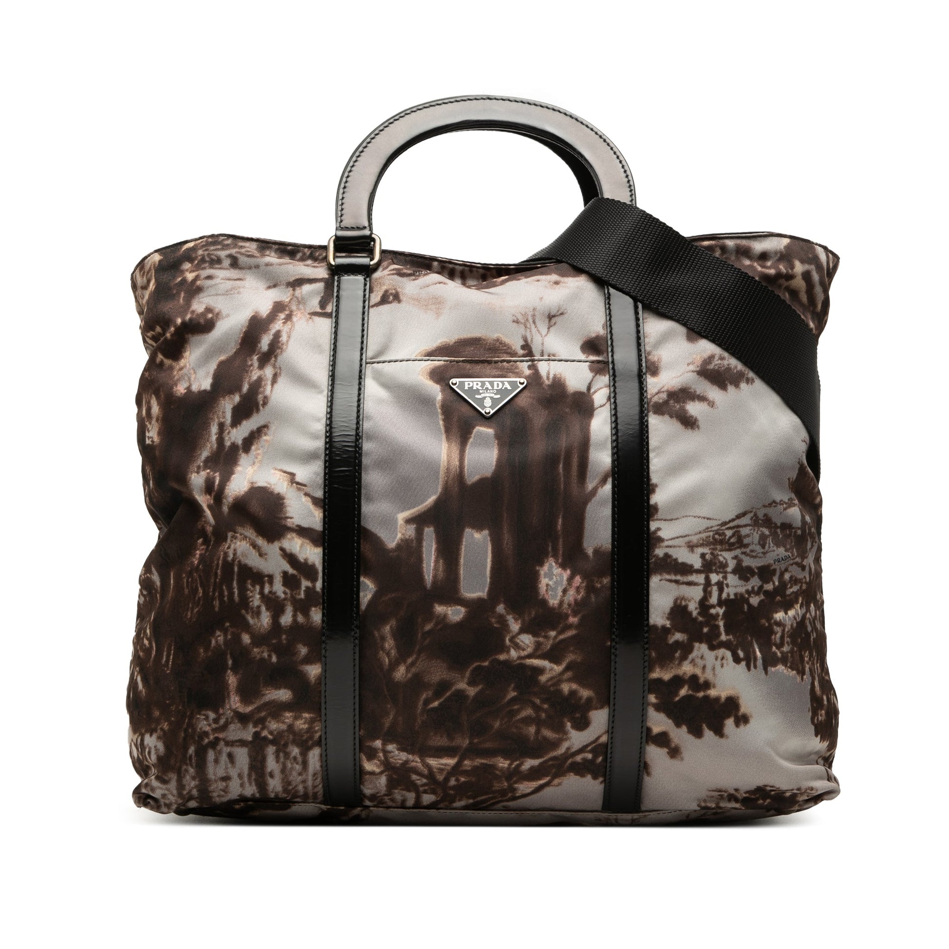 Prada Tessuto New York Street Templi Print Convertible Tote