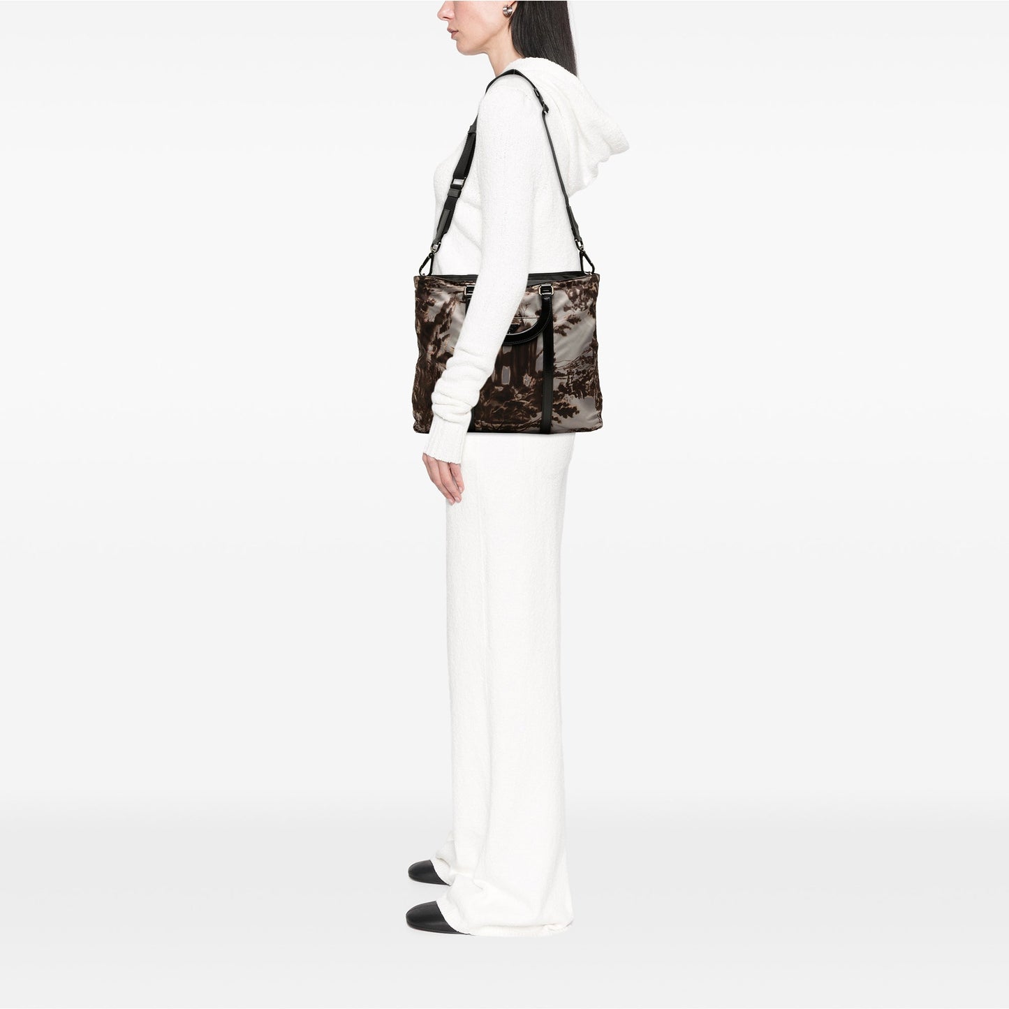 Prada Tessuto New York Street Templi Print Convertible Tote