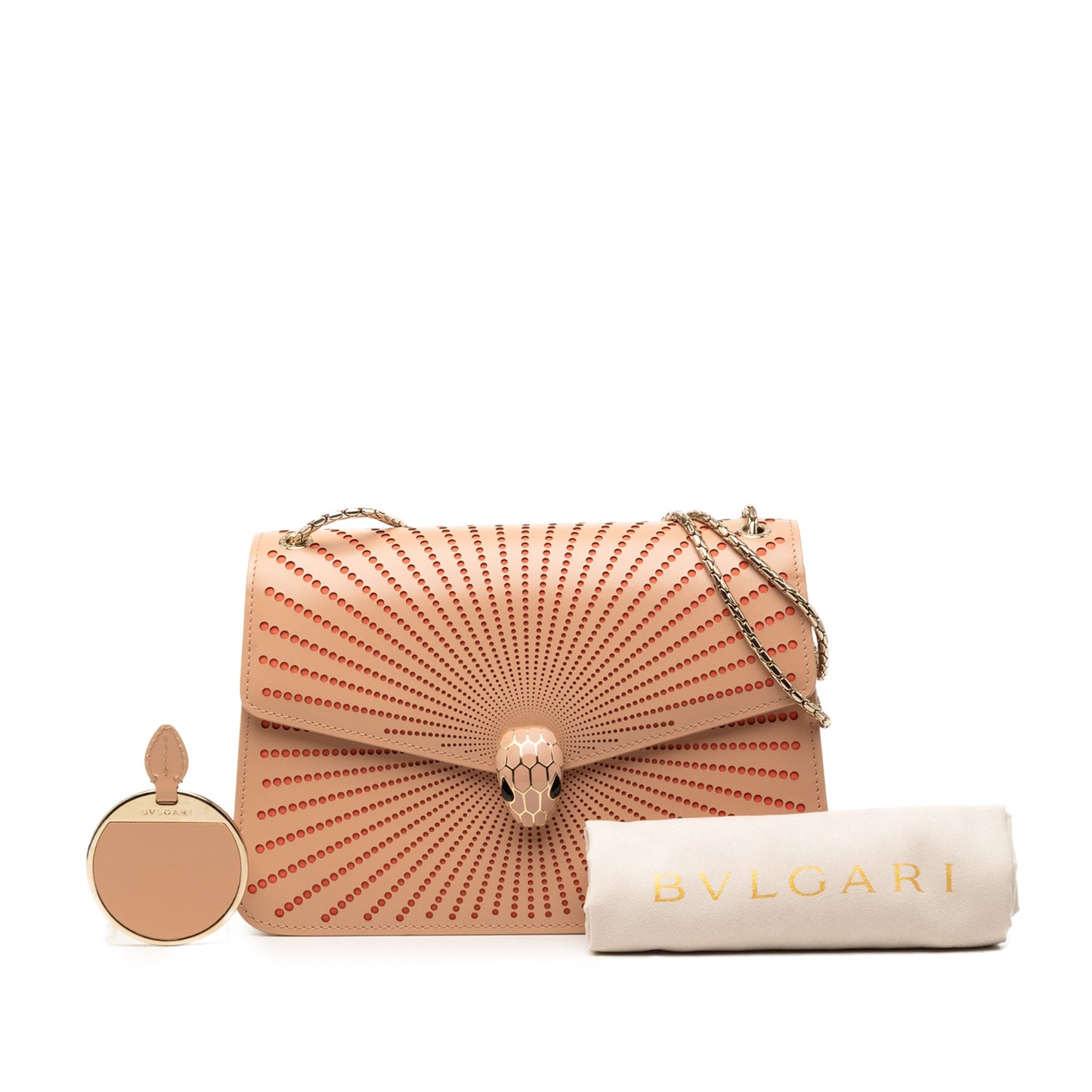 Bvlgari Medium Laser Cut Calfskin Diamond Blast Sunshine Serpenti Forever Shoulder Bag