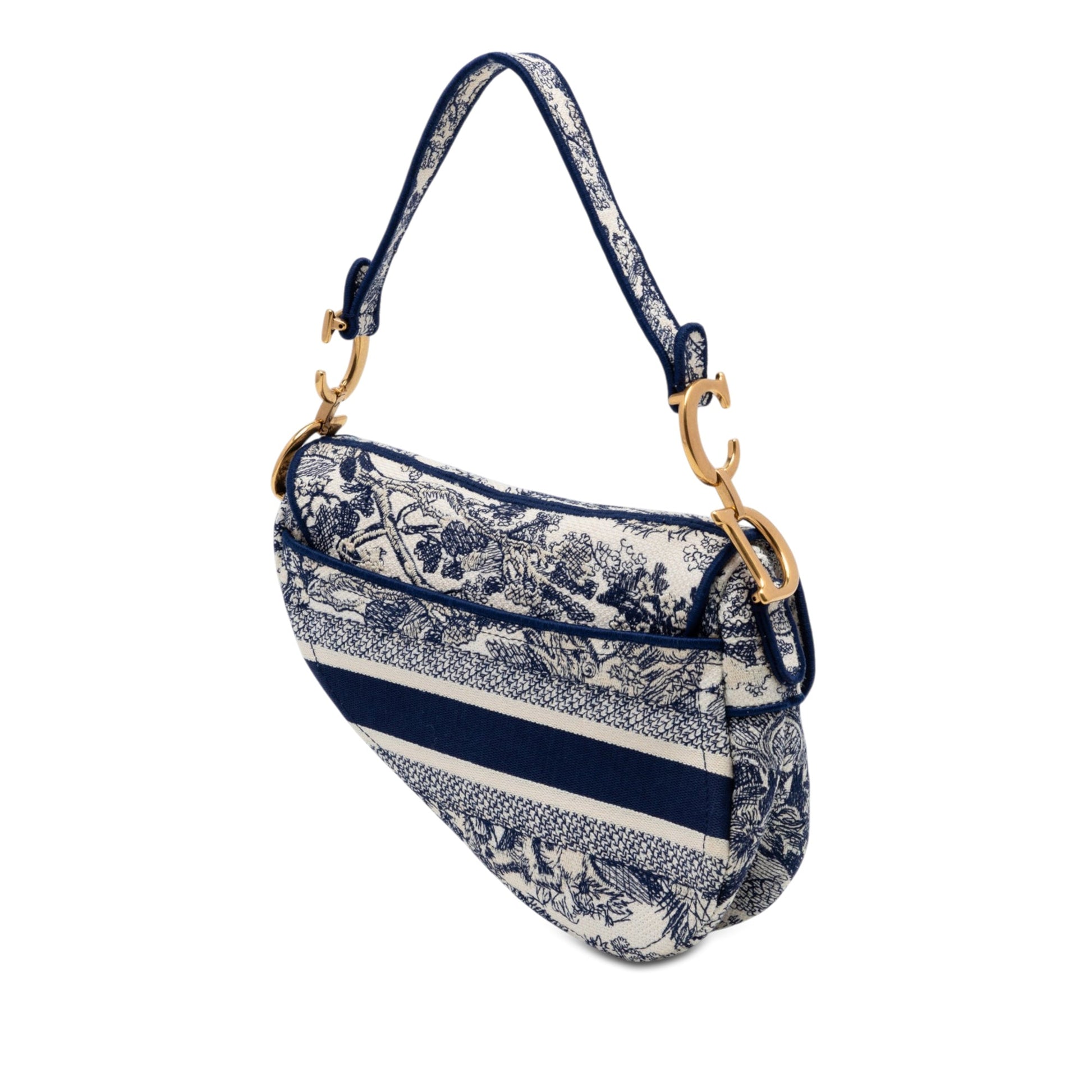 Dior Embroidered Canvas Toile de Jouy Saddle Bag