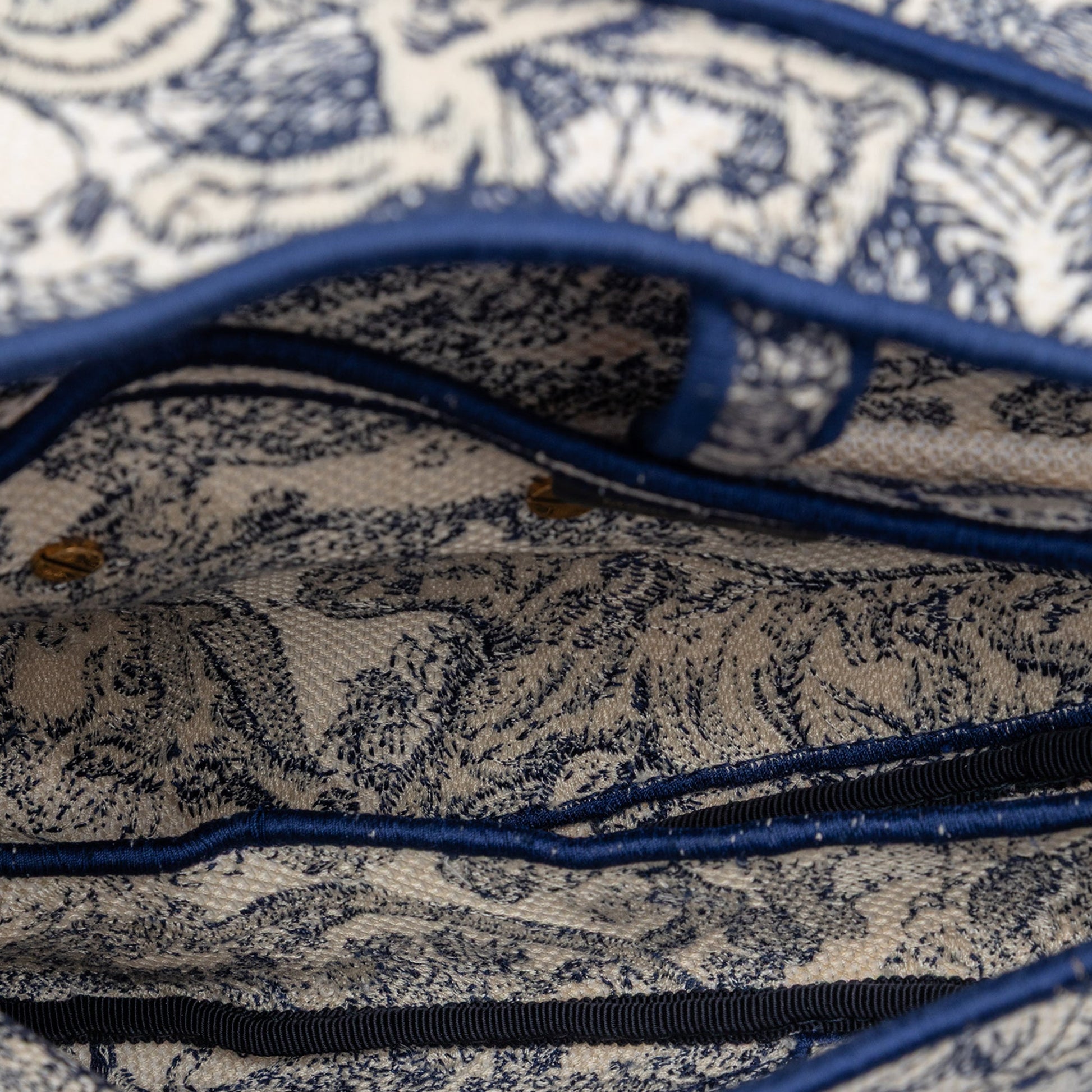 Dior Embroidered Canvas Toile de Jouy Saddle Bag