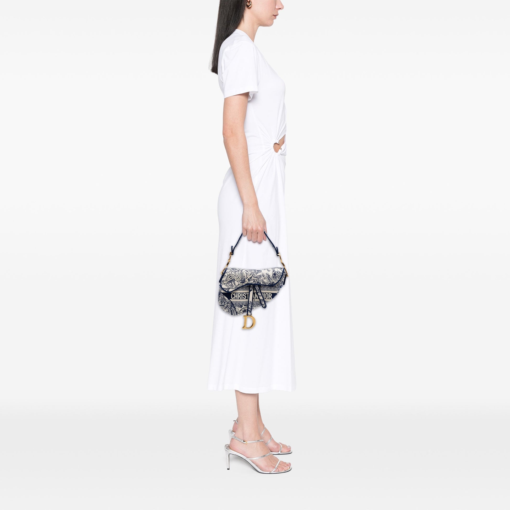 Dior Embroidered Canvas Toile de Jouy Saddle Bag