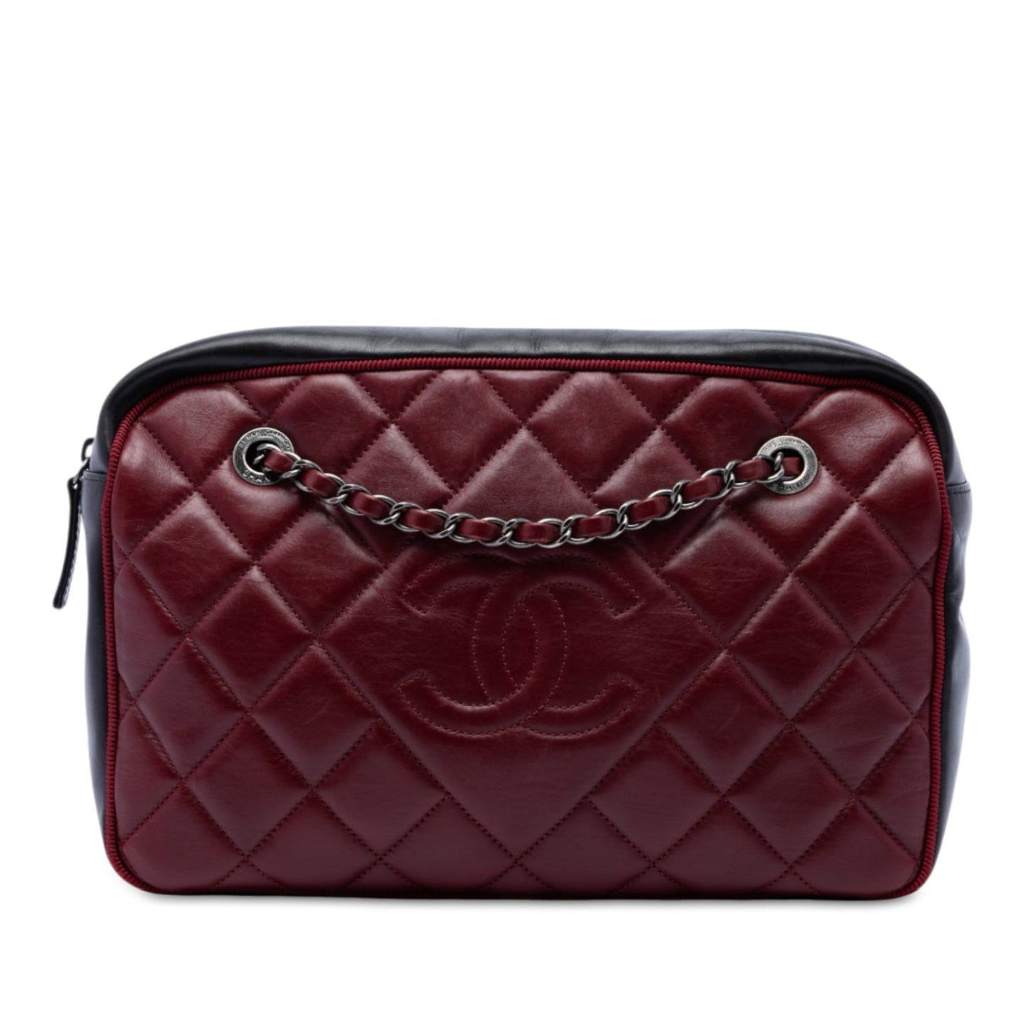 Chanel Large Bicolor CC Diamond Quilted Calfskin Ballerine Camera Bag
