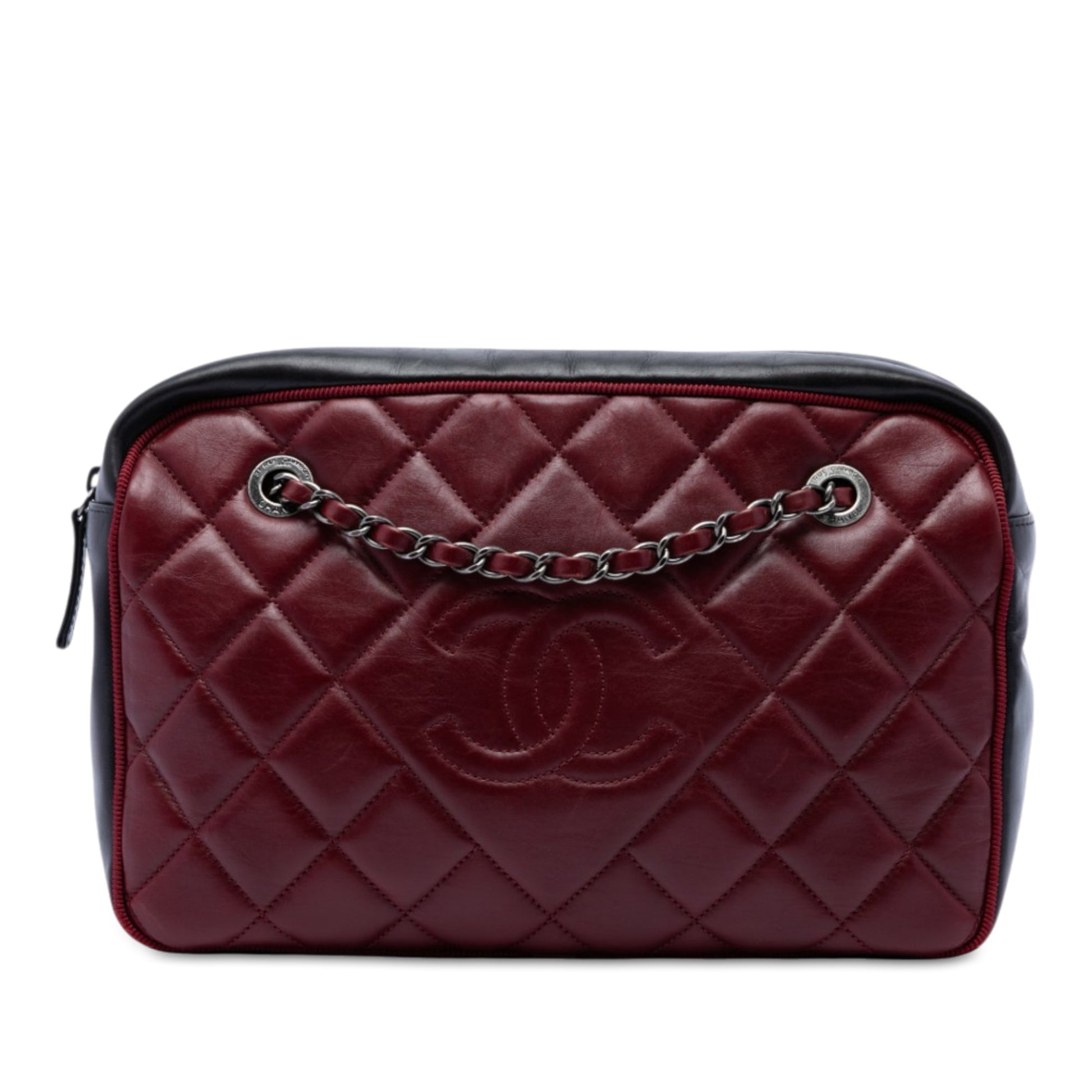 Chanel Large Bicolor CC Diamond Quilted Calfskin Ballerine Camera Bag