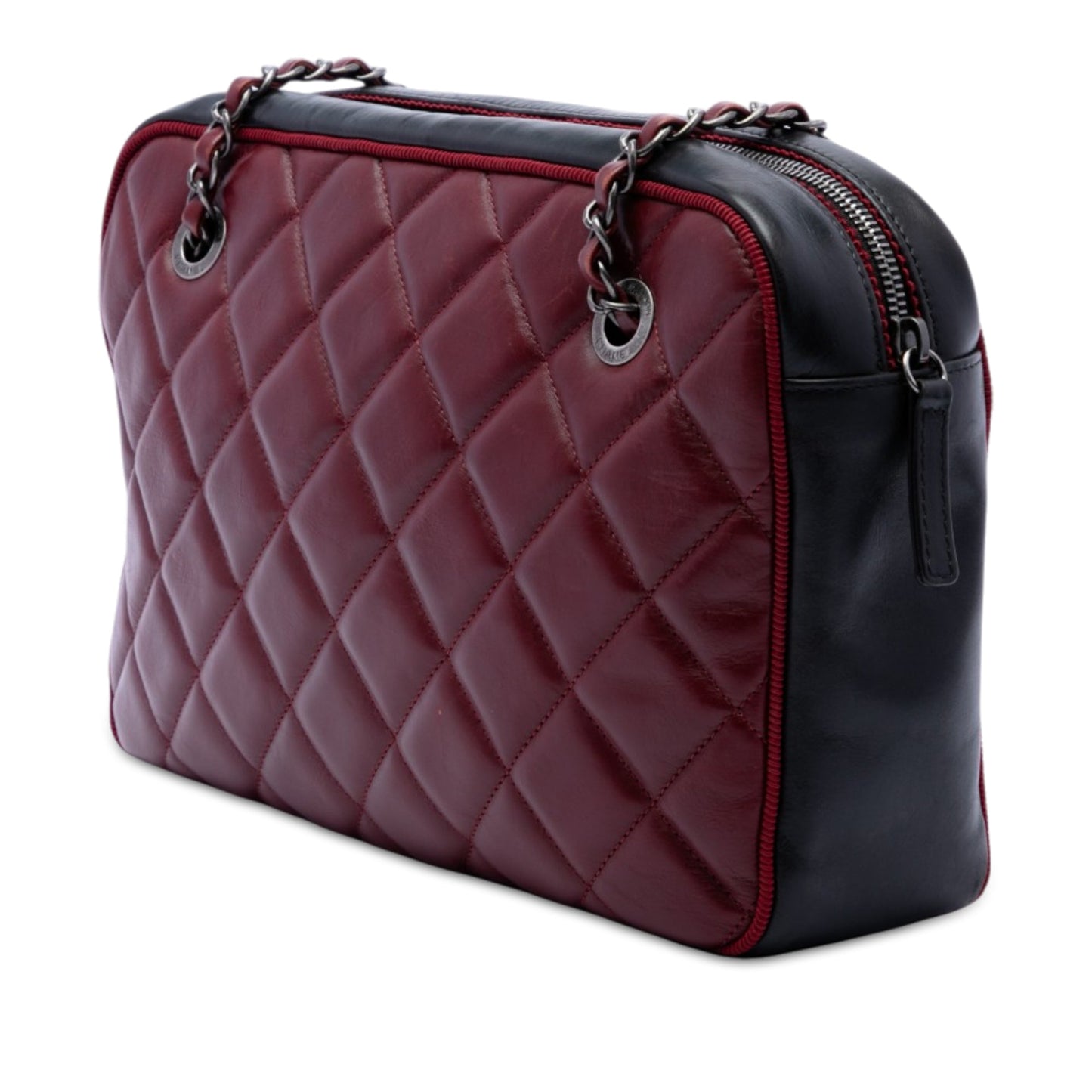 Chanel Large Bicolor CC Diamond Quilted Calfskin Ballerine Camera Bag