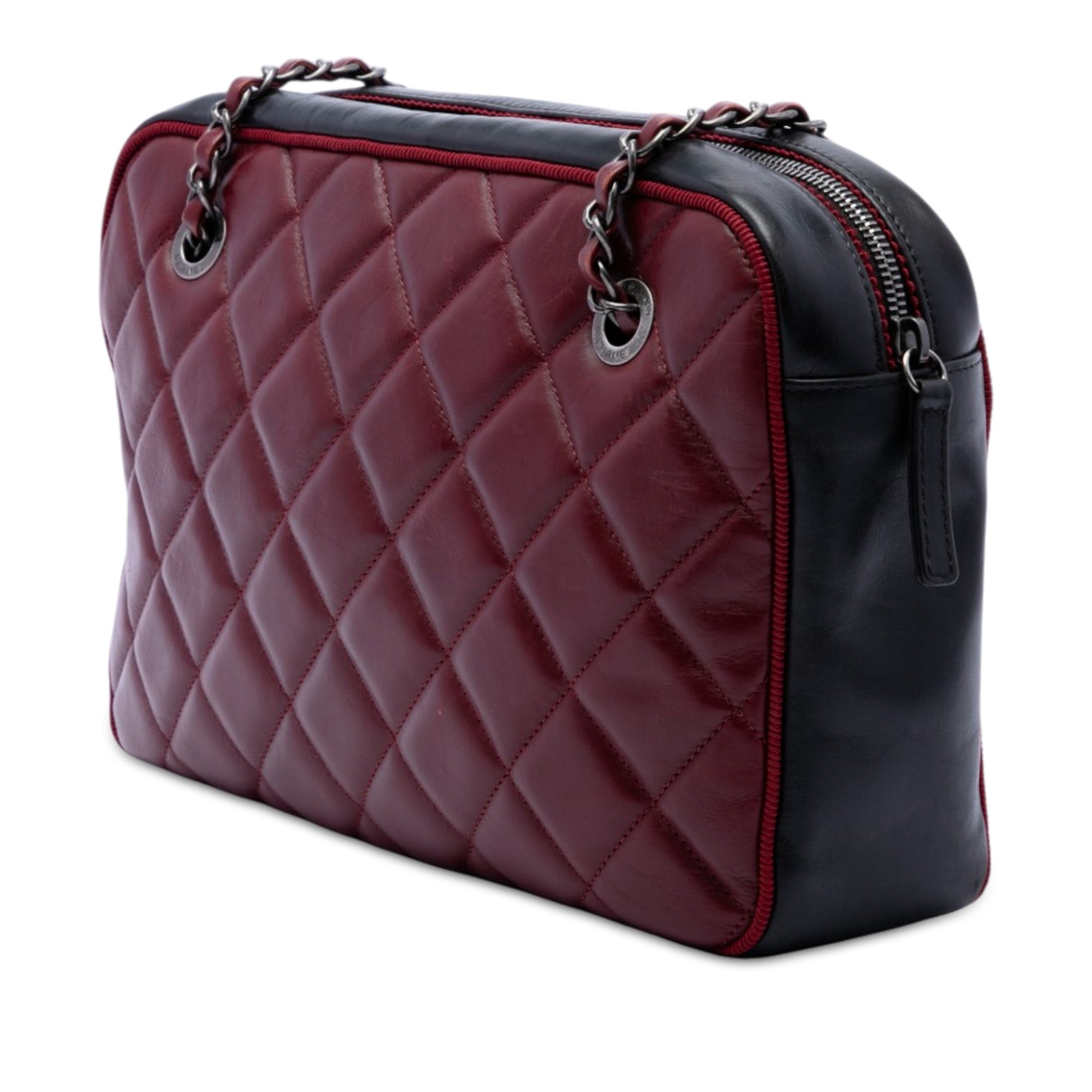 Chanel Large Bicolor CC Diamond Quilted Calfskin Ballerine Camera Bag