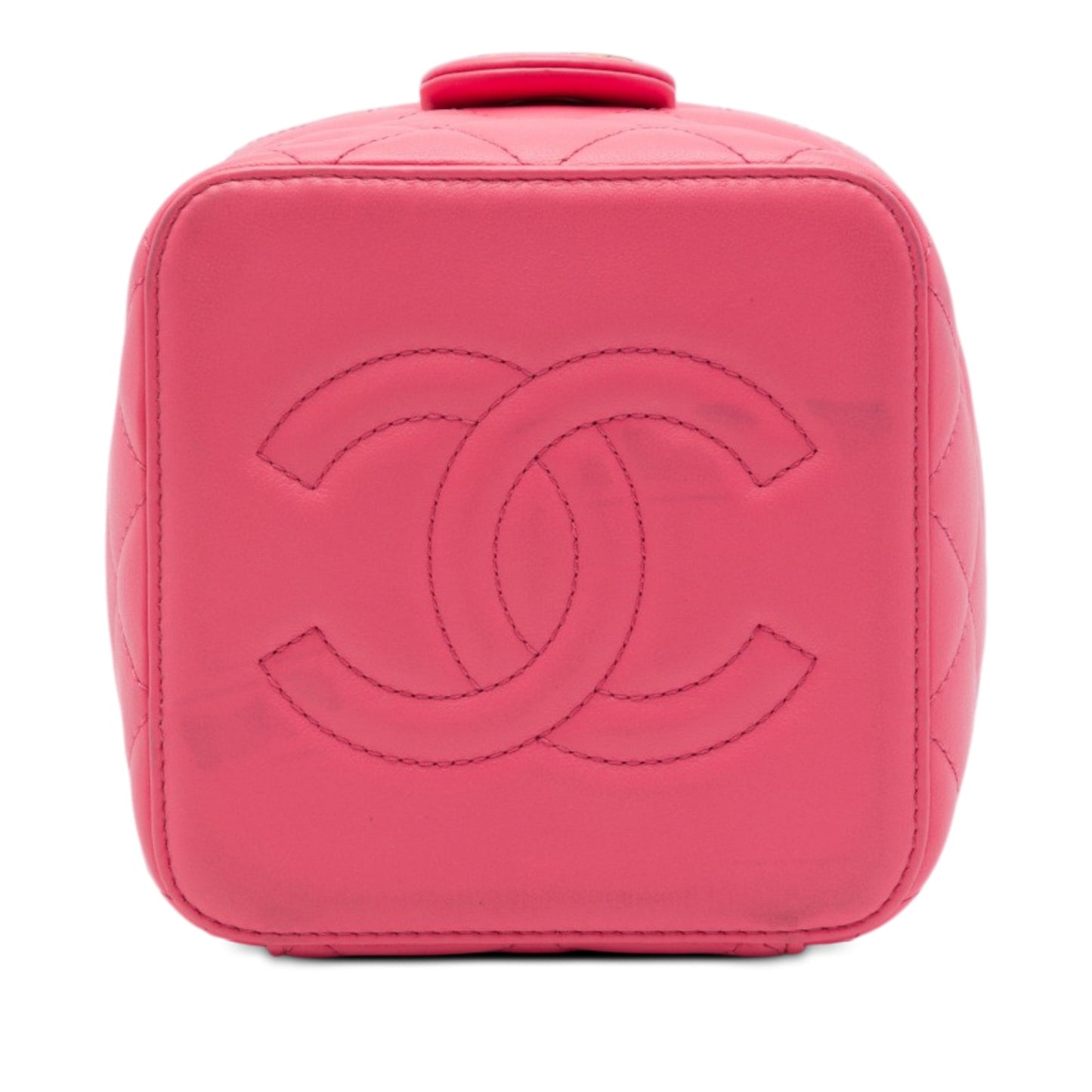 Chanel Small CC Quilted Lambskin Vanity Case With Chain
