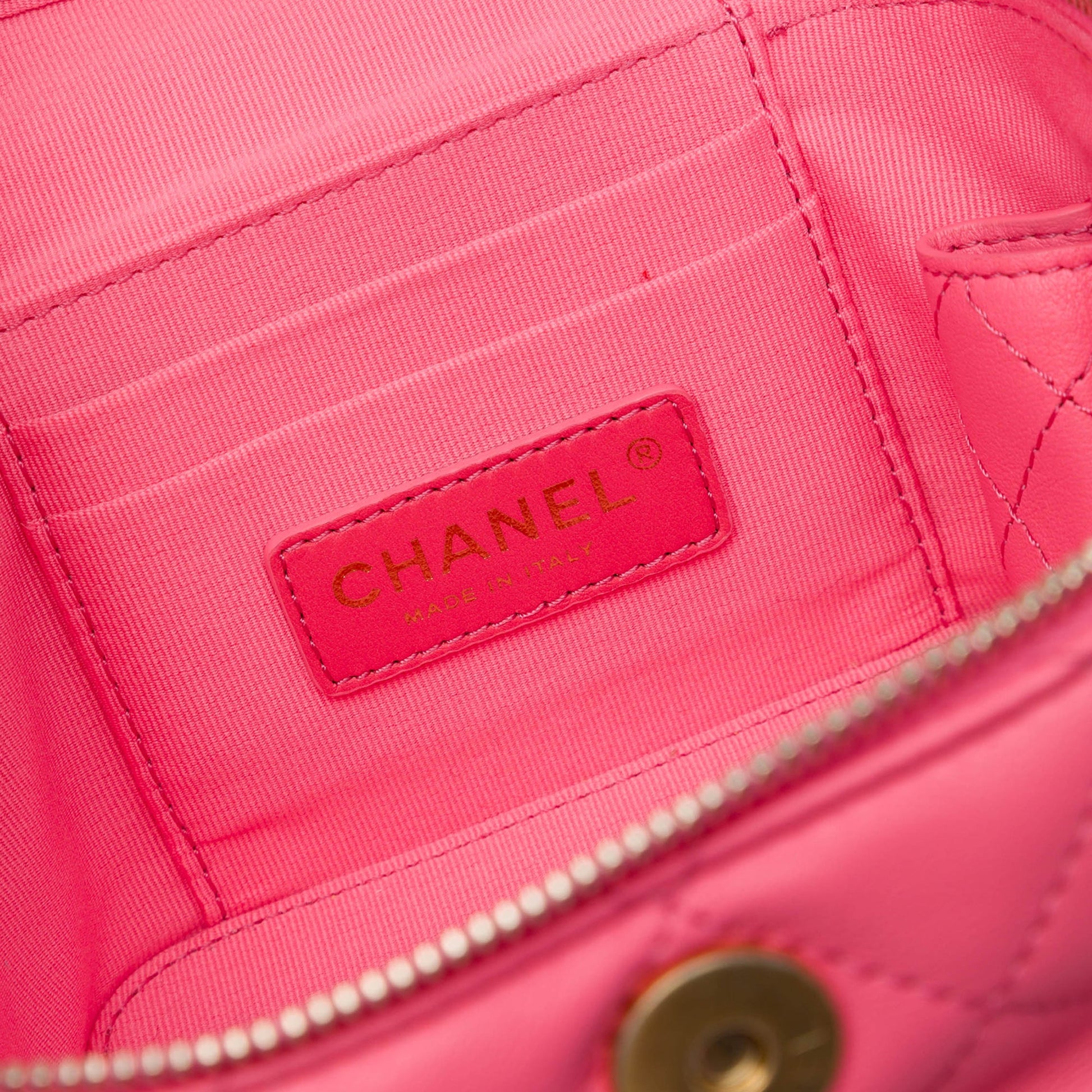 Chanel Small CC Quilted Lambskin Vanity Case With Chain