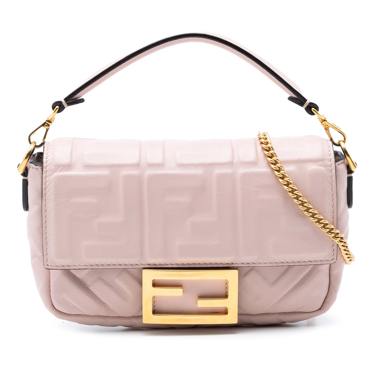 Fendi Mini Zucca Embossed Leather Baguette Satchel