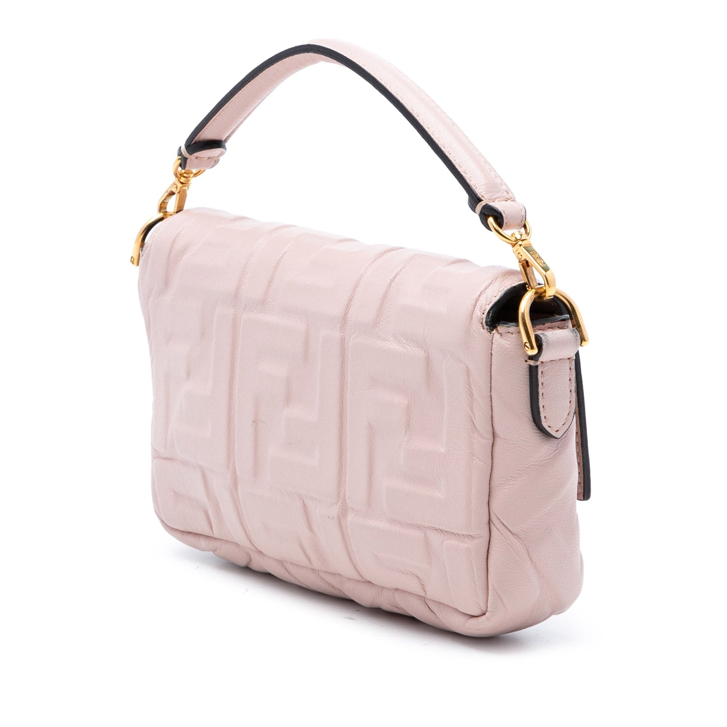 Fendi Mini Zucca Embossed Leather Baguette Satchel