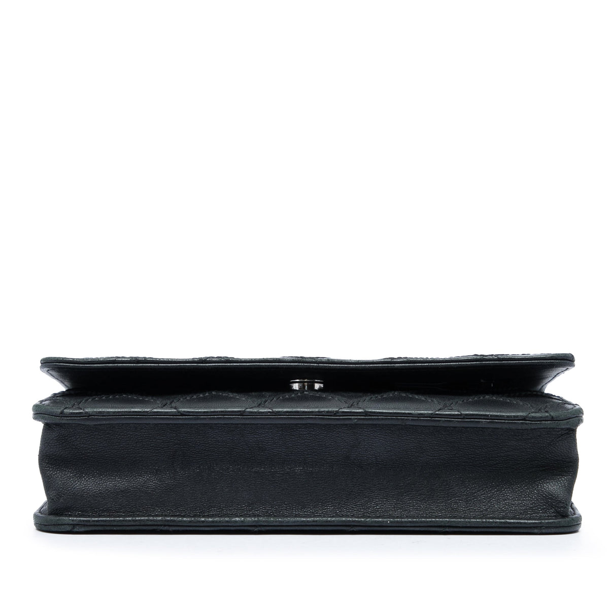 Chanel CC Lambskin Wild Stitch Wallet on Chain — Black