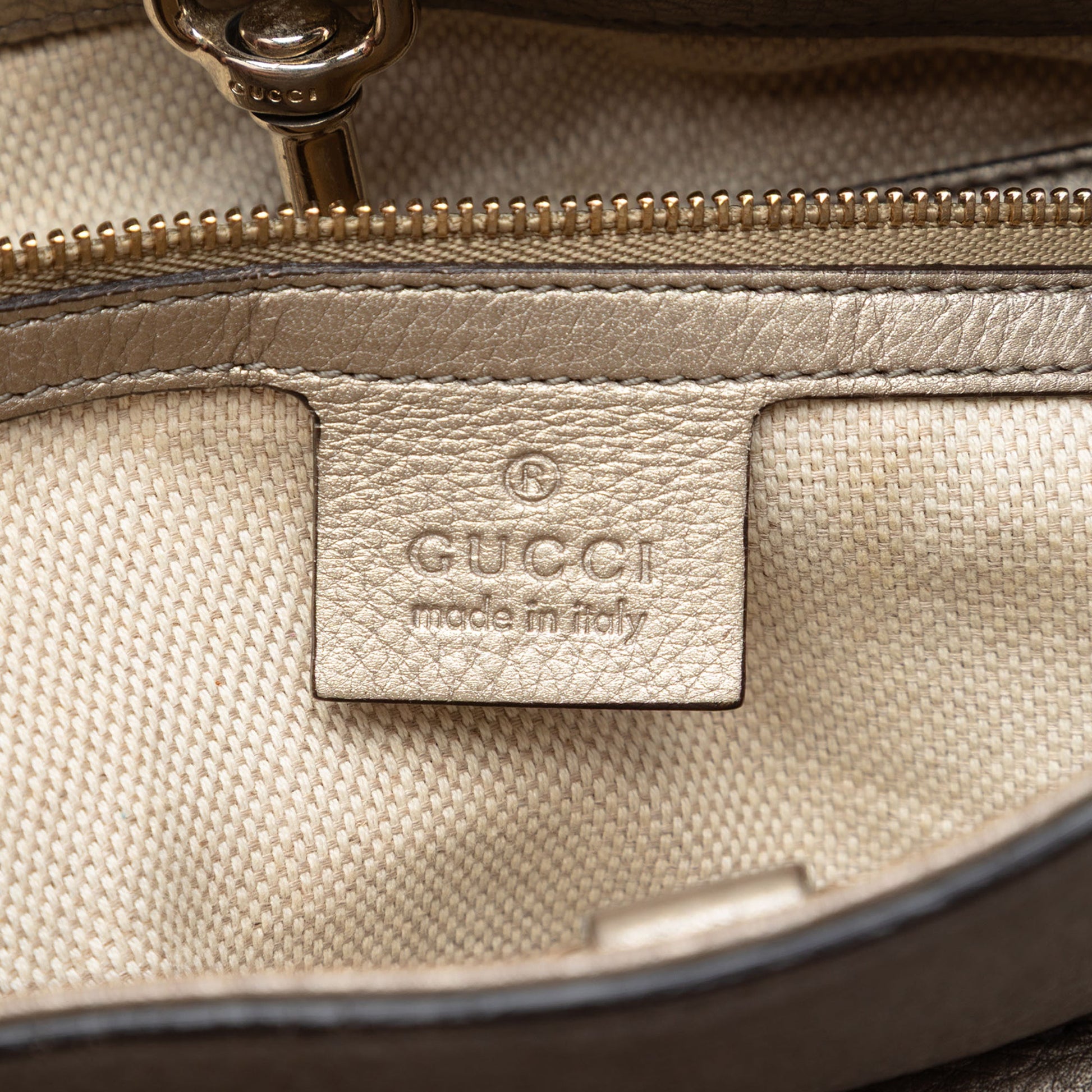 Gucci Medium Metallic Calfskin Soho Chain Tote