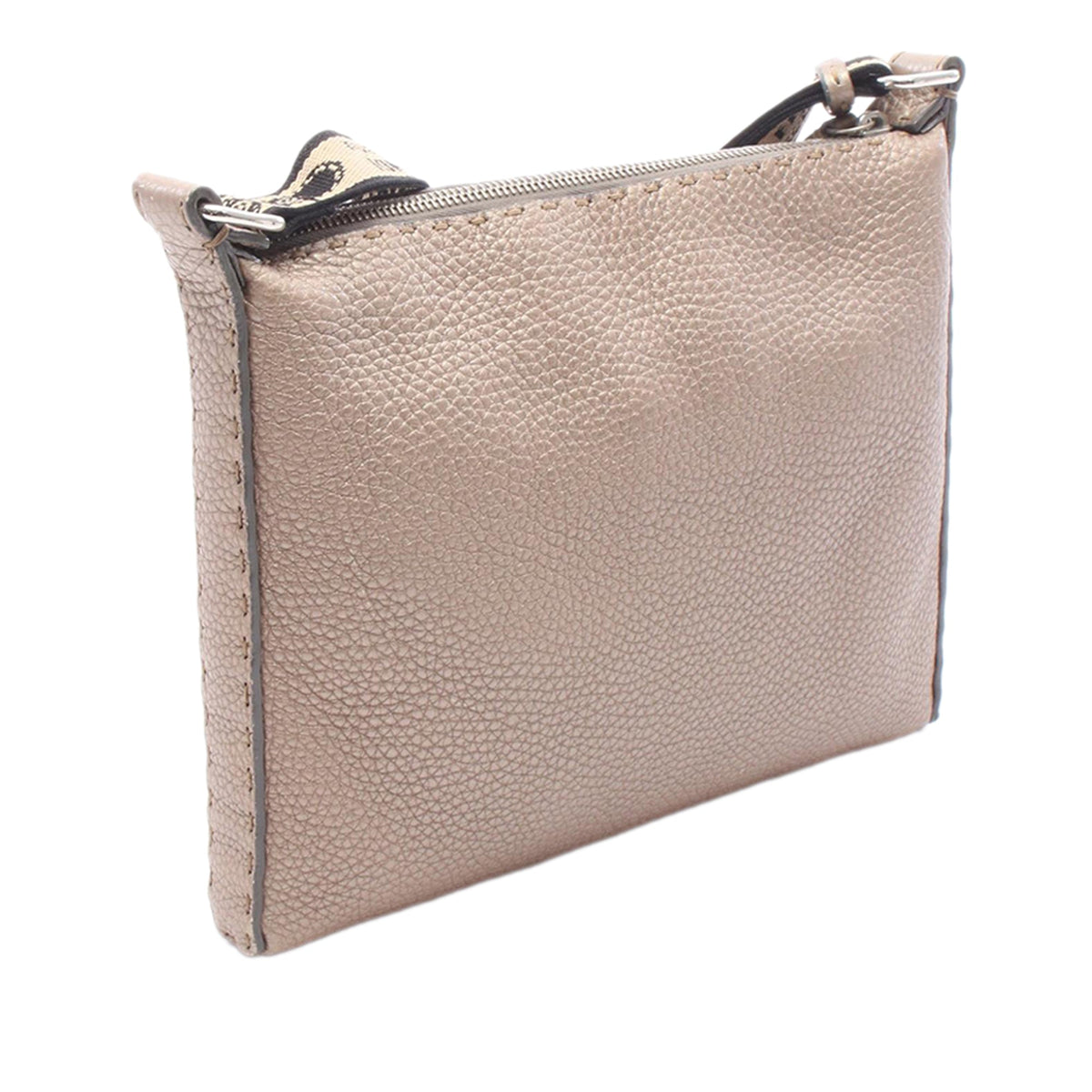 Fendi Leather Selleria Crossbody — Beige