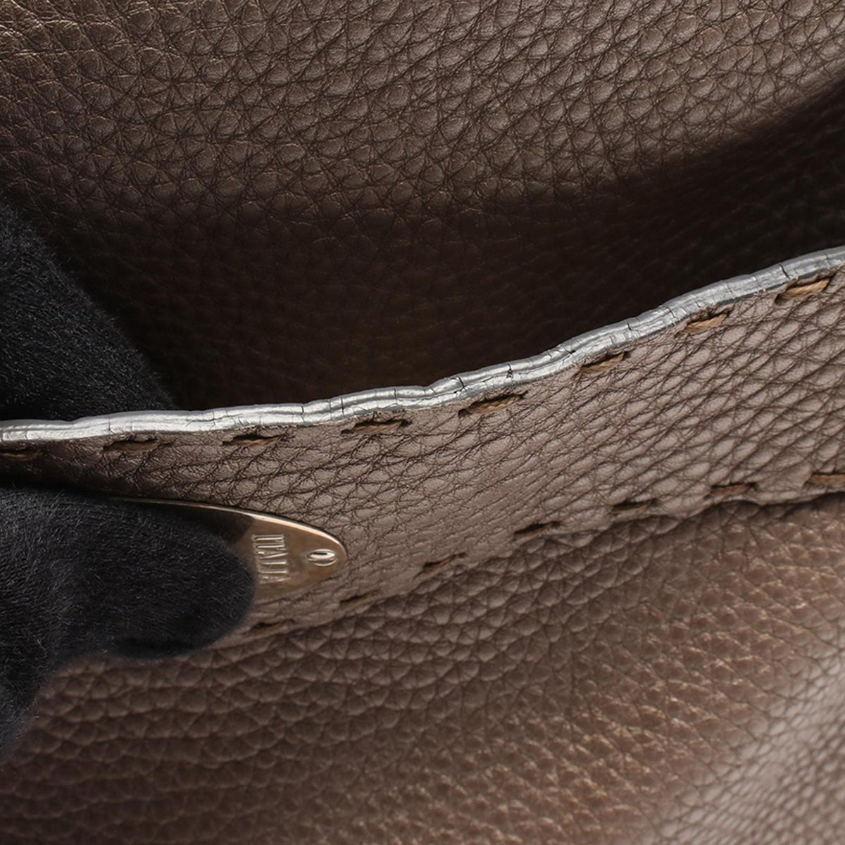 Fendi Leather Selleria Crossbody — Beige