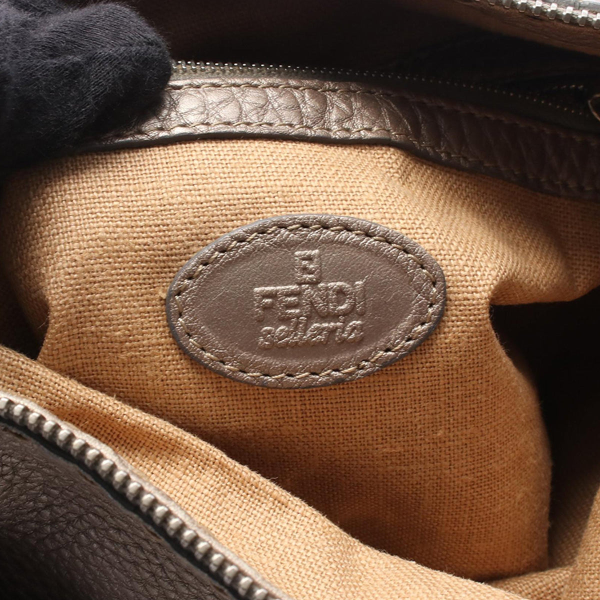 Fendi Leather Selleria Crossbody — Beige