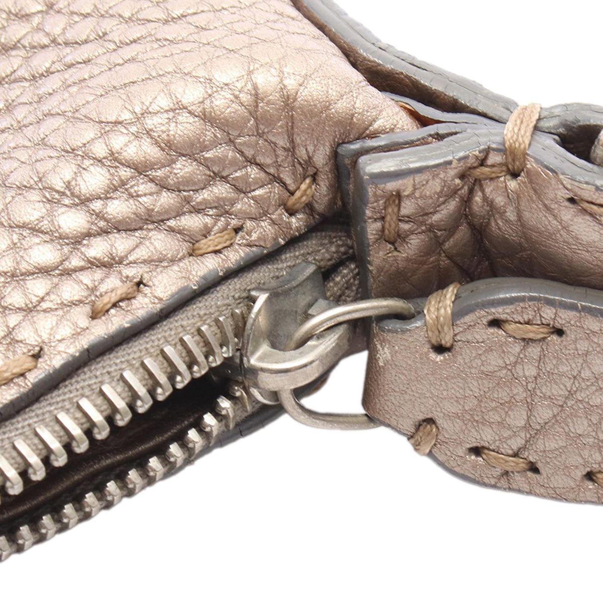 Fendi Leather Selleria Crossbody — Beige