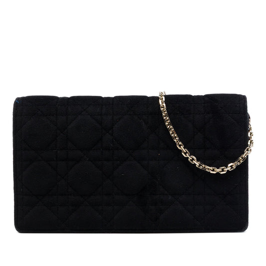 Dior Velvet Cannage Lady Dior Chain Convertible Clutch — Black