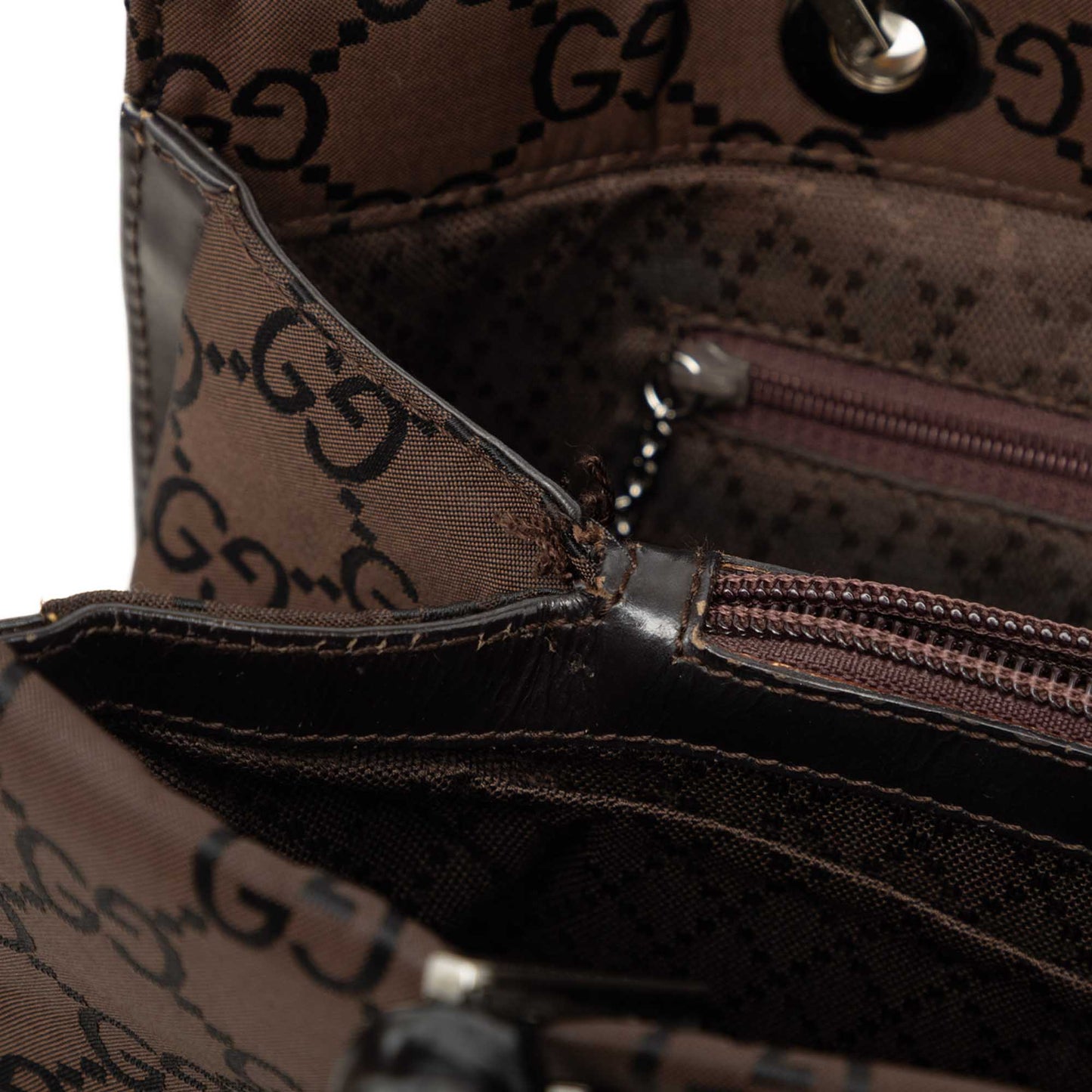 Gucci GG Nylon Bamboo Handbag