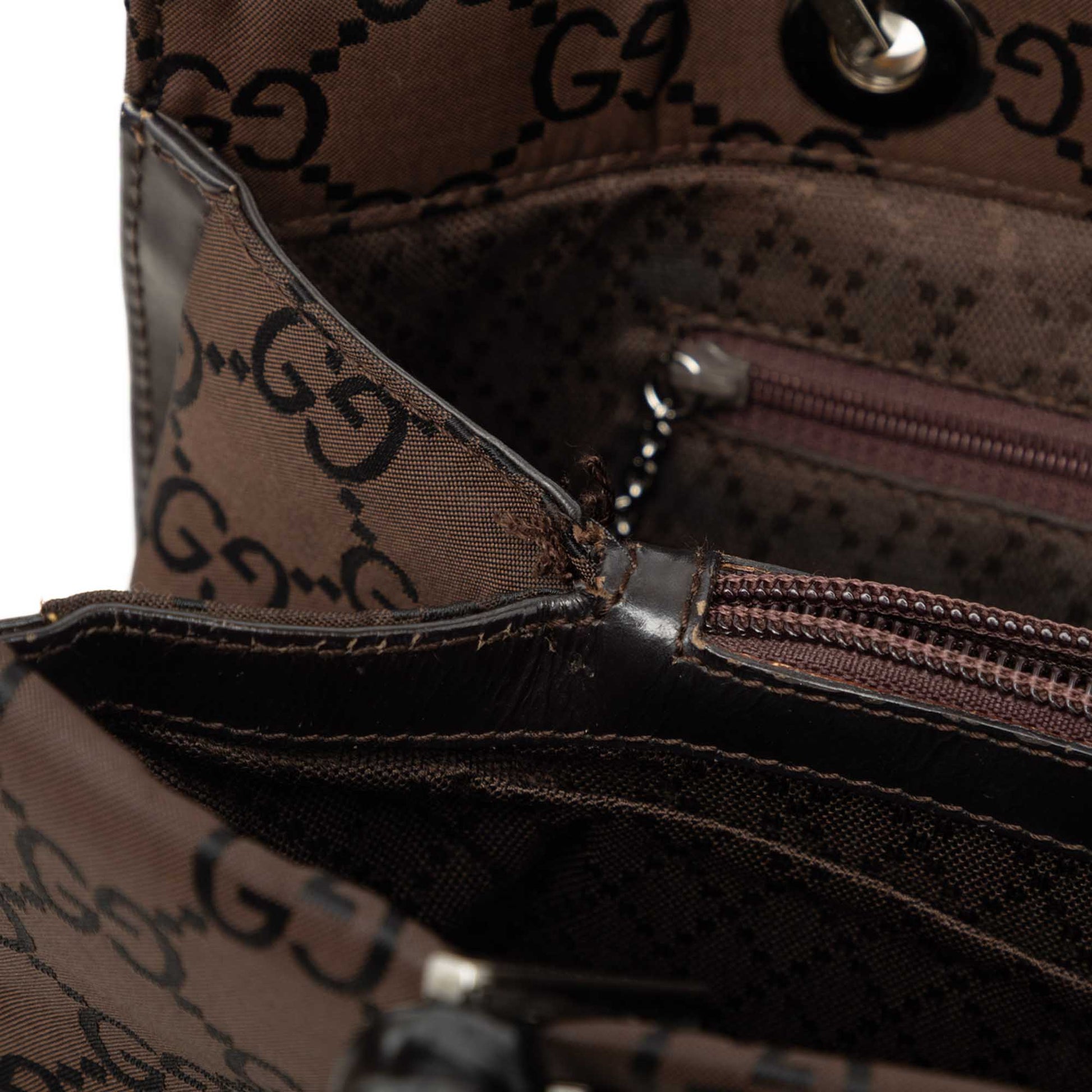 Gucci GG Nylon Bamboo Handbag
