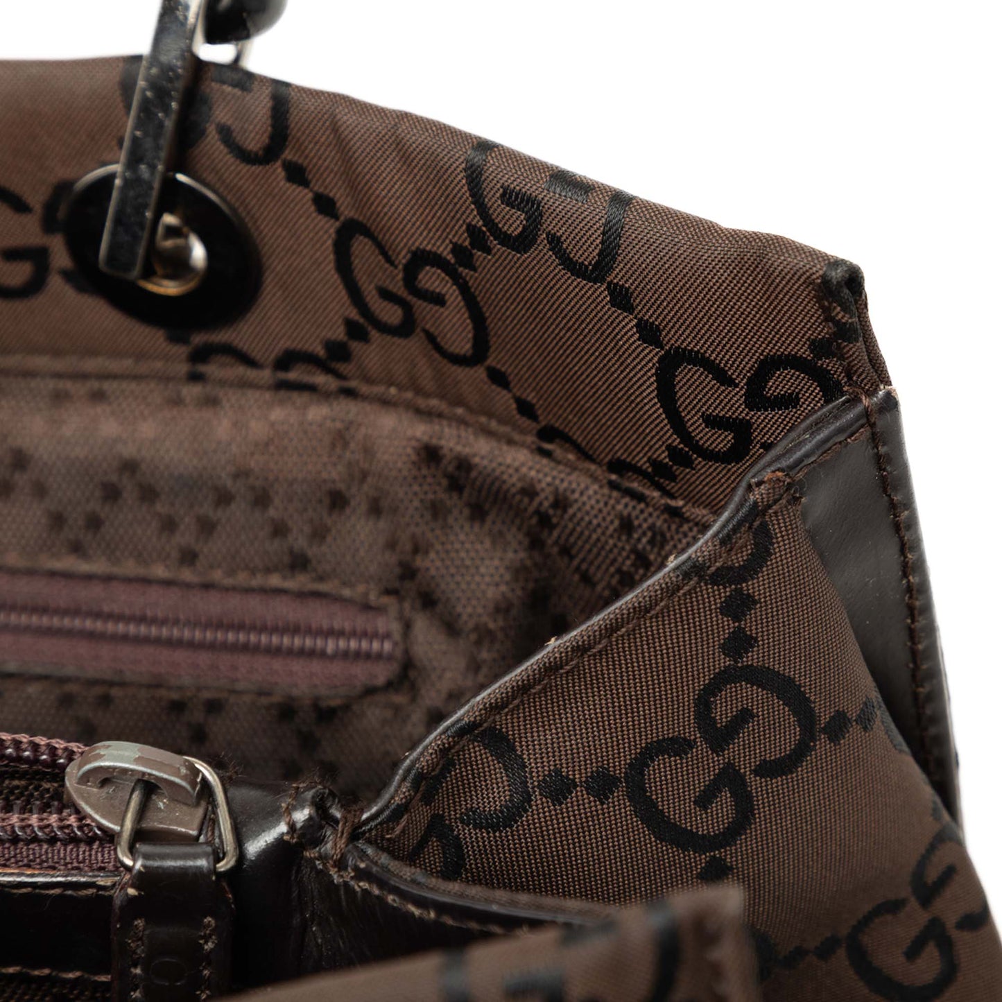 Gucci GG Nylon Bamboo Handbag