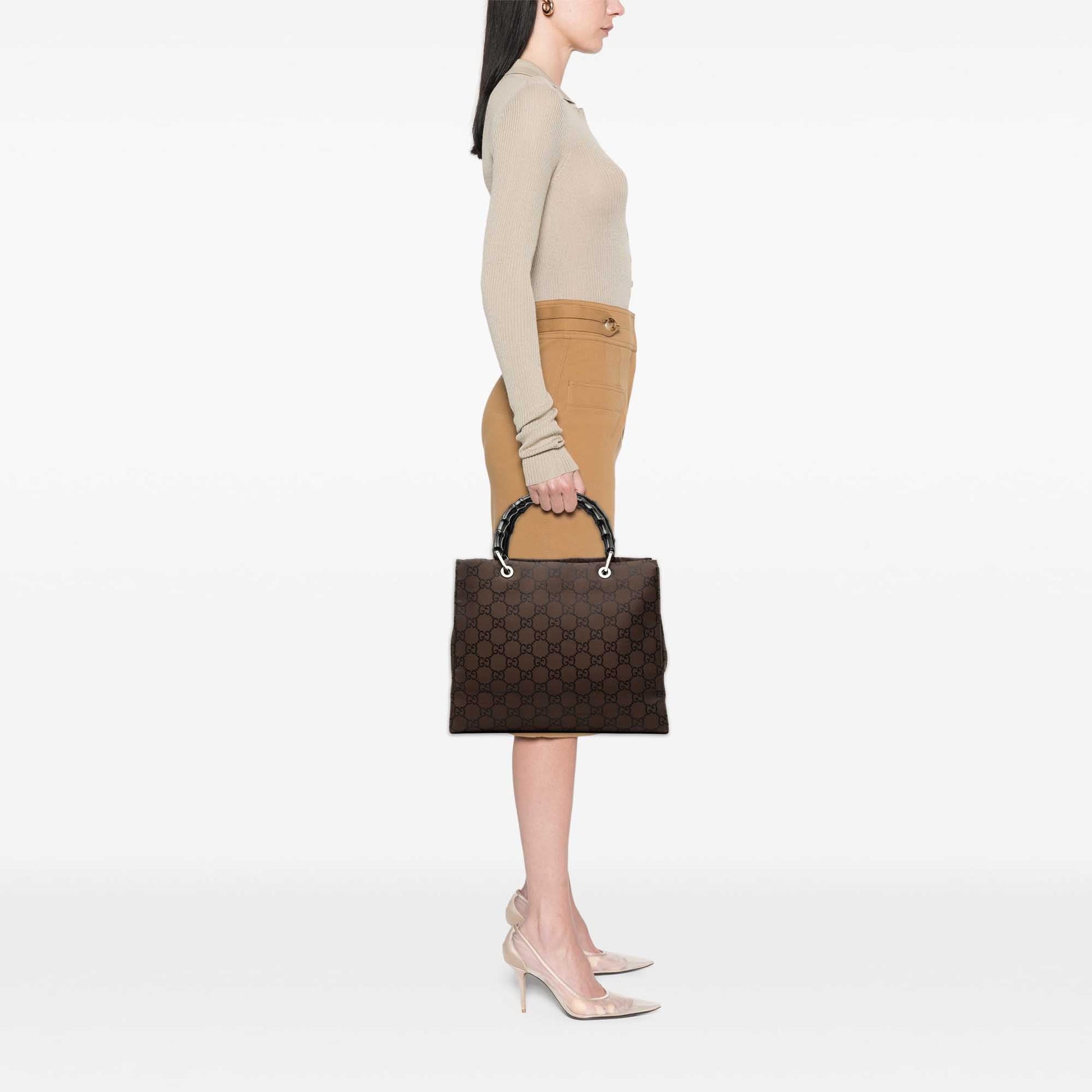 Gucci GG Nylon Bamboo Handbag