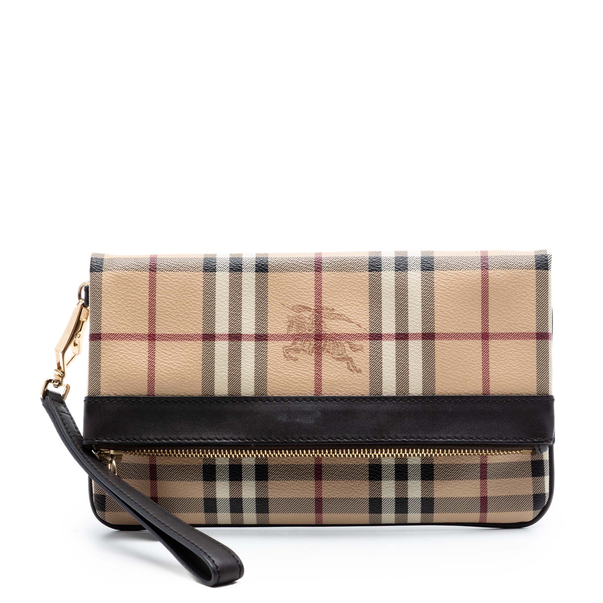 Burberry Haymarket Check Coated Canvas Adeline Fold over Clutch