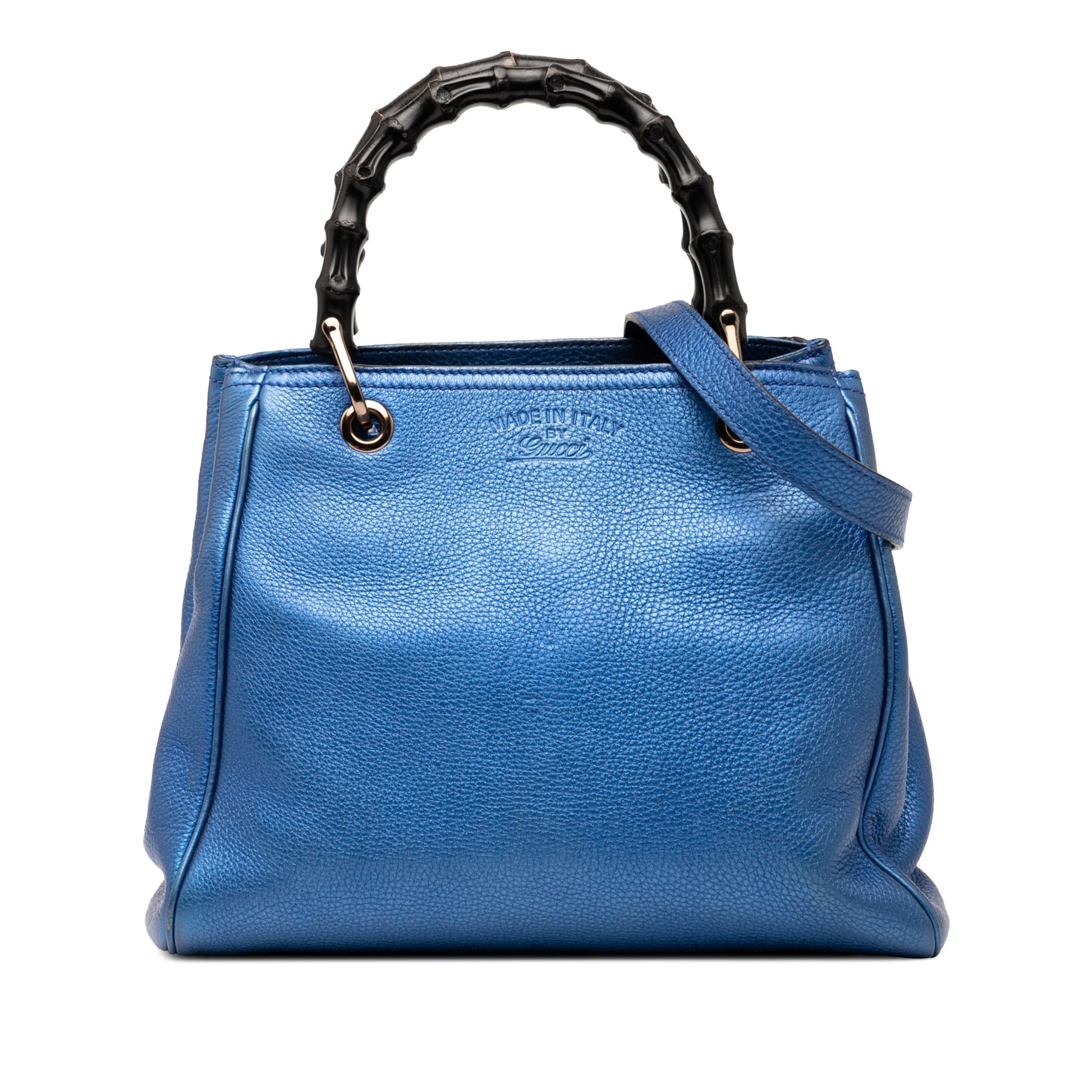 Gucci Small Metallic Calfskin Bamboo Shopper Satchel