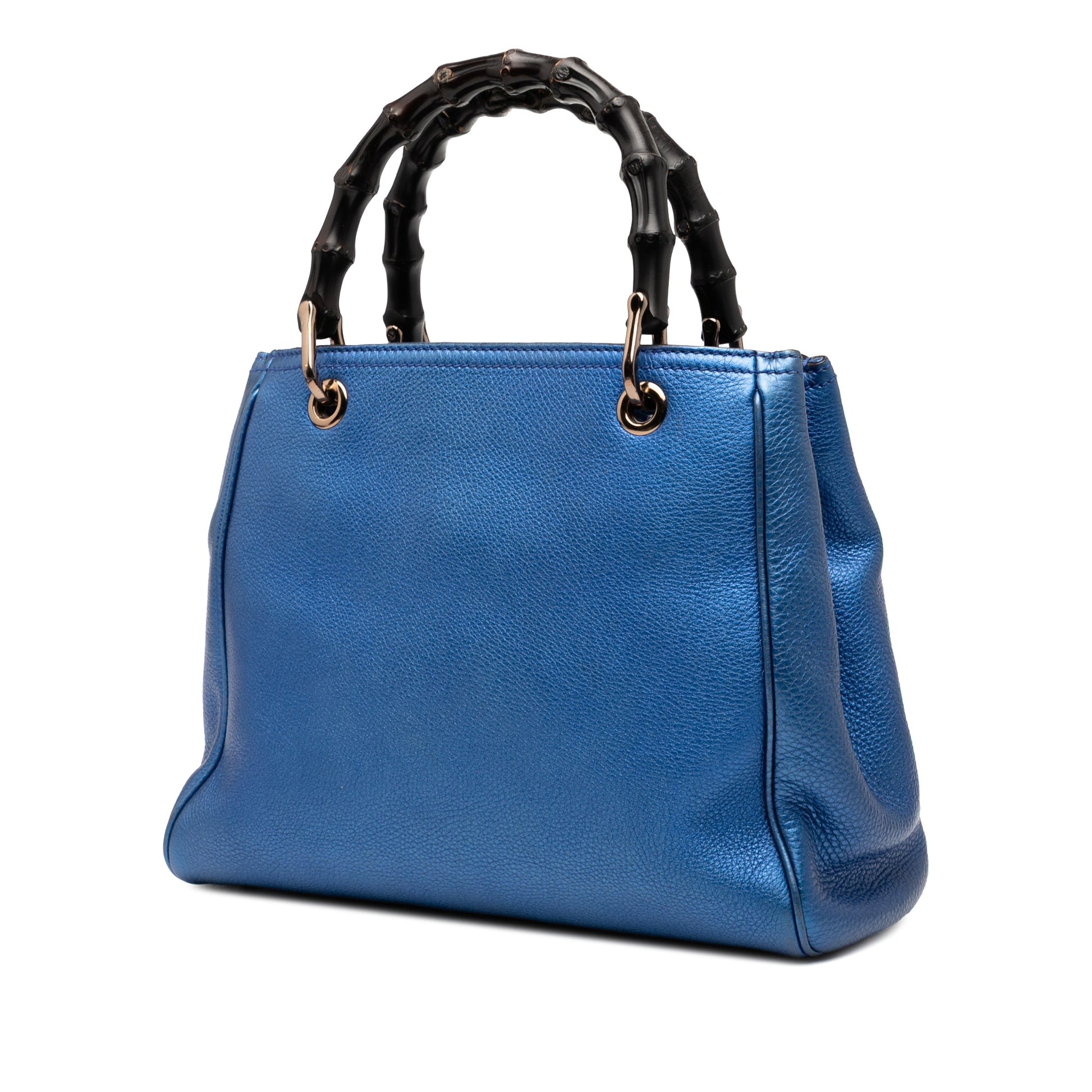 Gucci Small Metallic Calfskin Bamboo Shopper Satchel