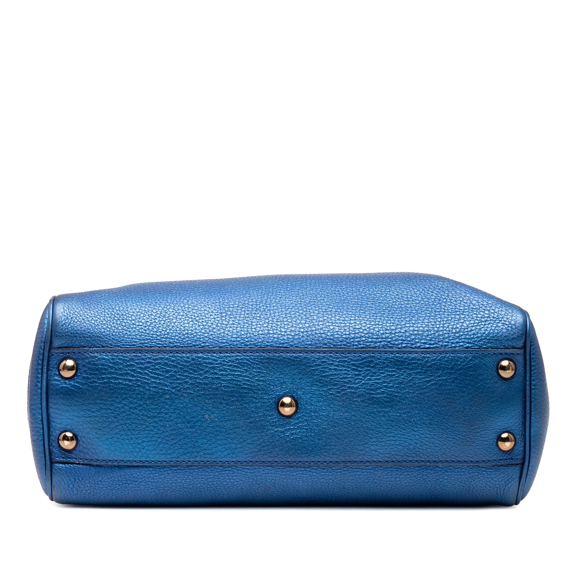 Gucci Small Metallic Calfskin Bamboo Shopper Satchel
