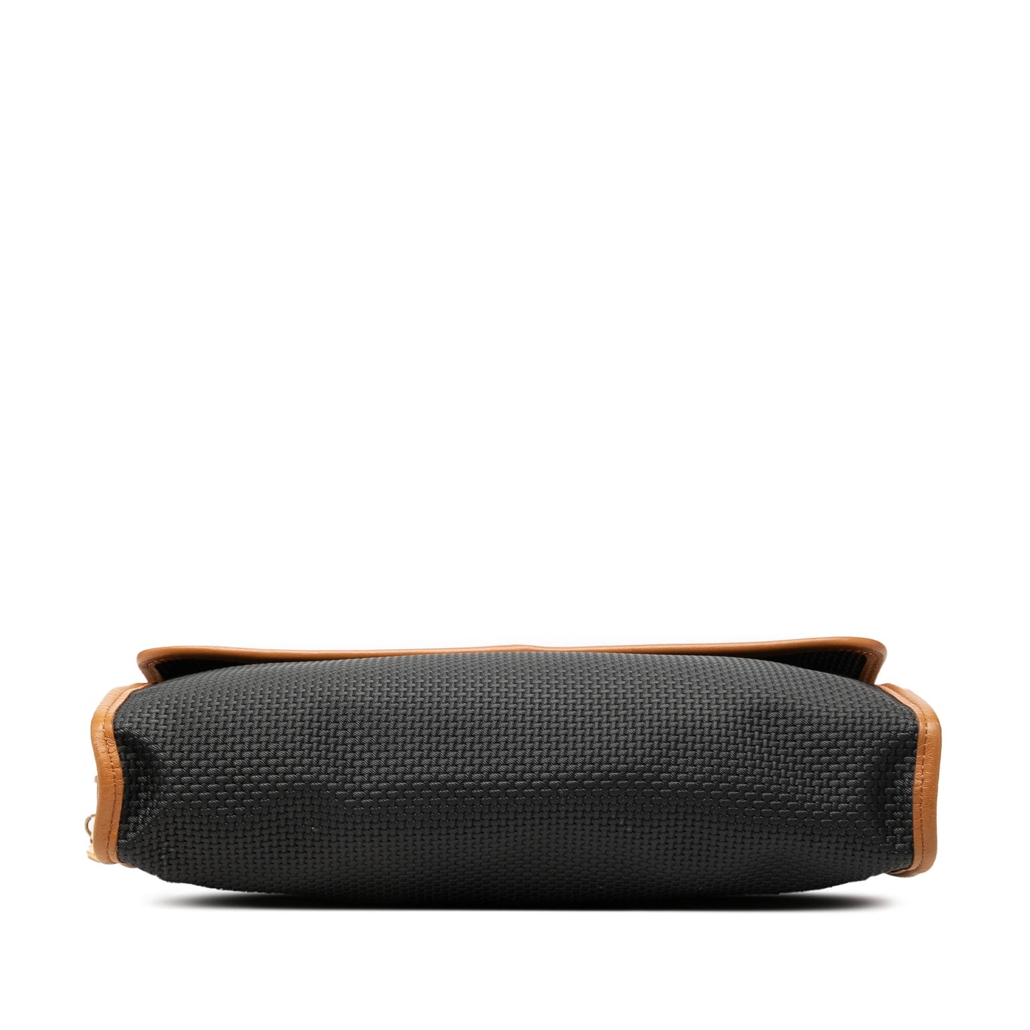 Saint Laurent Leather Trimmed Coated Canvas Clutch