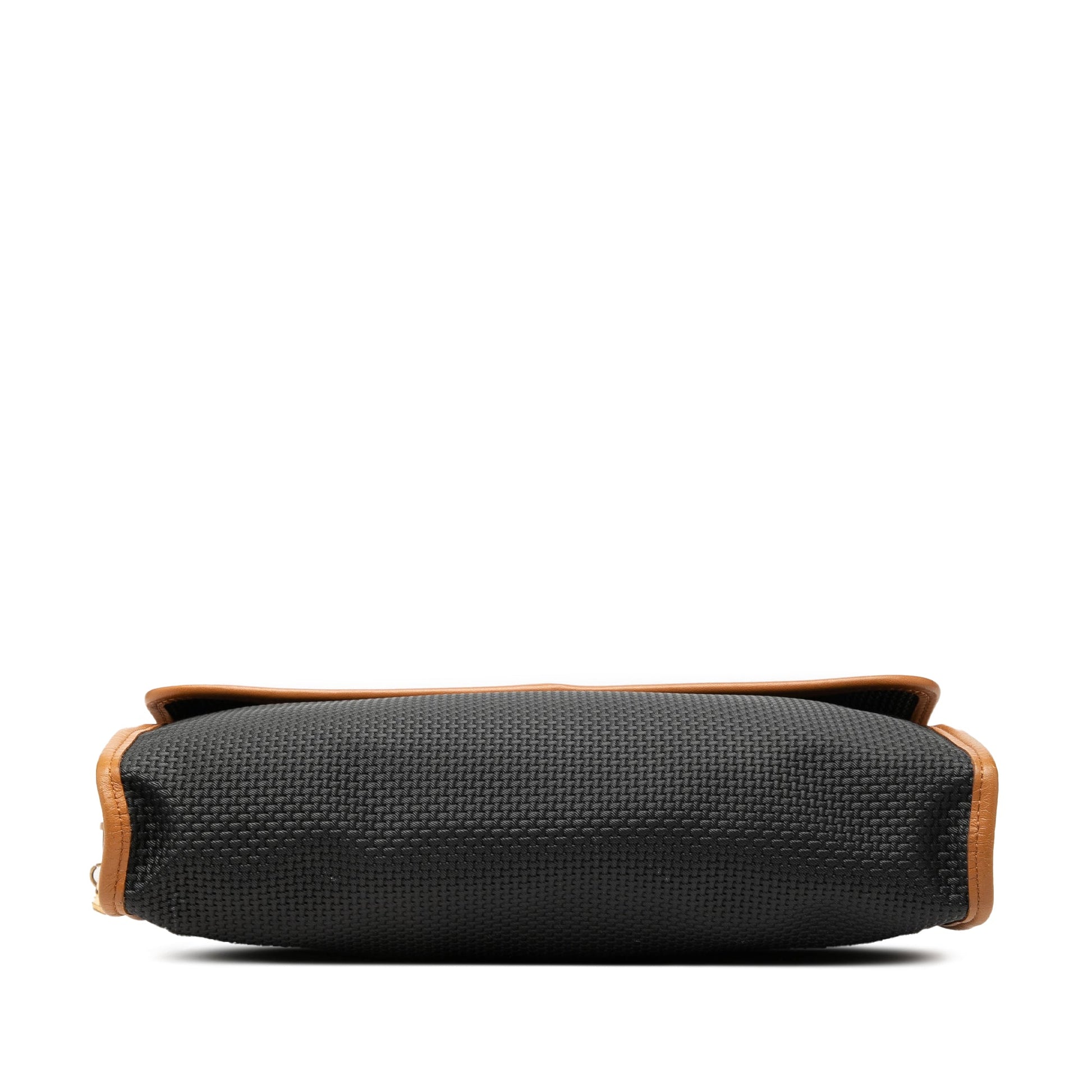 Saint Laurent Leather Trimmed Coated Canvas Clutch