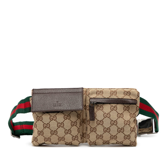 Gucci GG Canvas Web Double Pocket Belt Bag