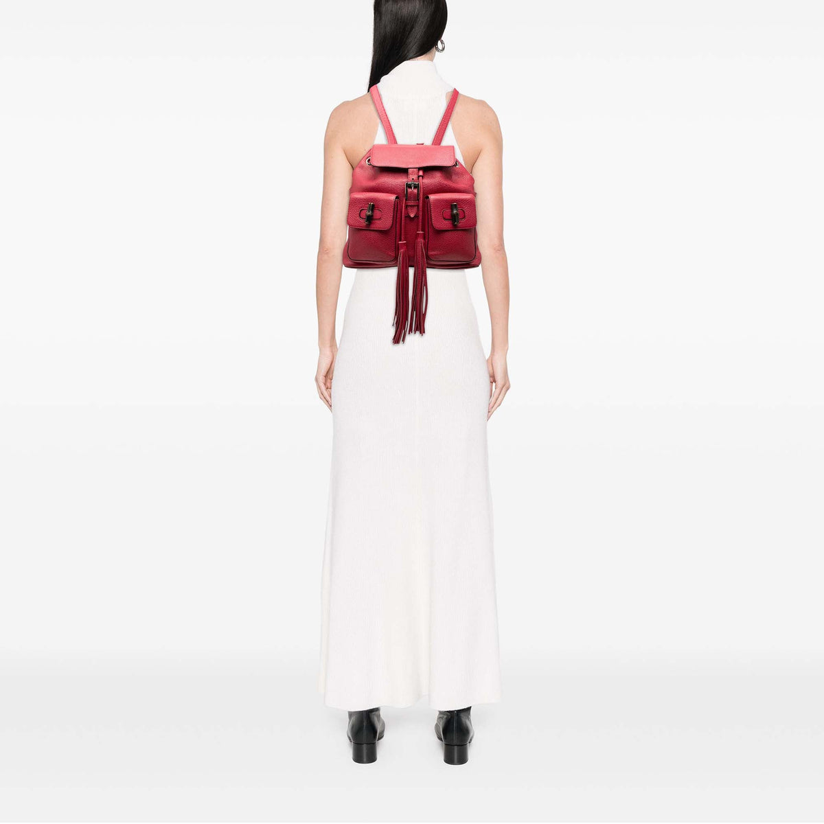Gucci Large Calfskin Bamboo Tassel Drawstring Backpack