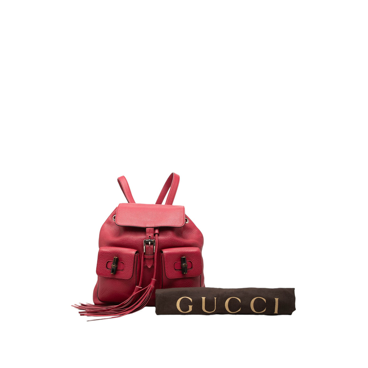 Gucci Large Calfskin Bamboo Tassel Drawstring Backpack