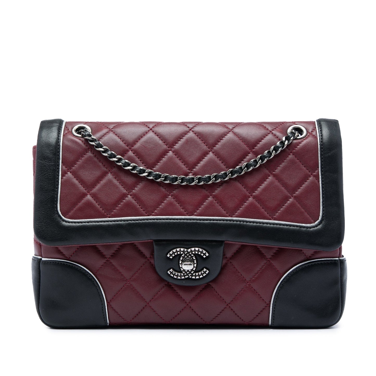 Chanel Paris Salzburg Medium Bicolor Quilted Lambskin Tyrolean Flap