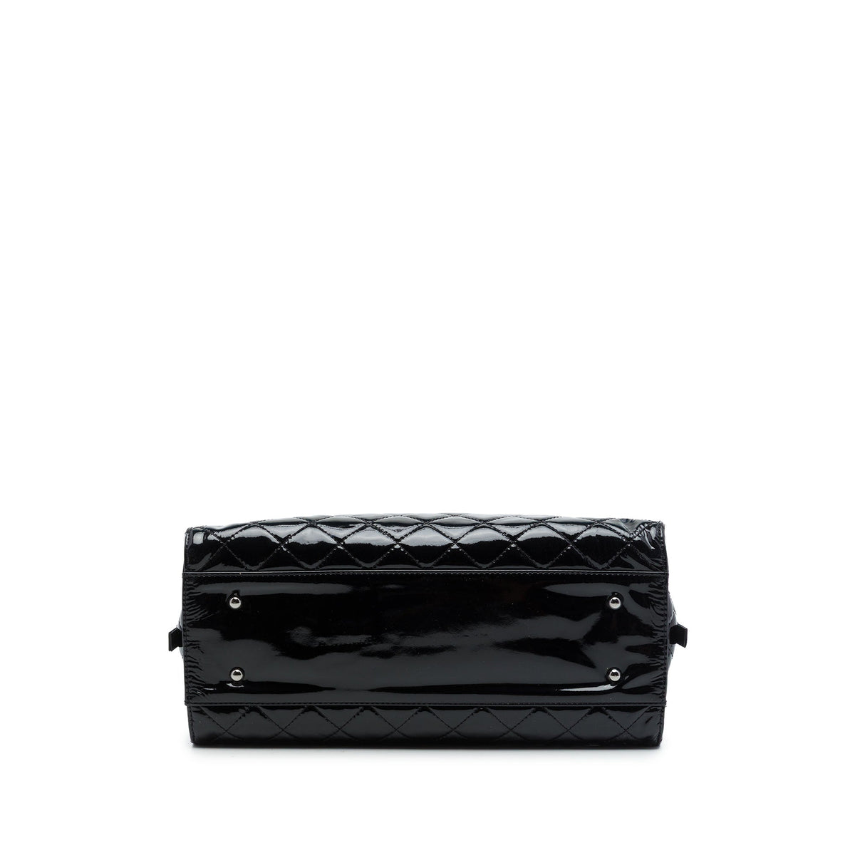 Chanel CC Quilted Patent Charm Tote — Black