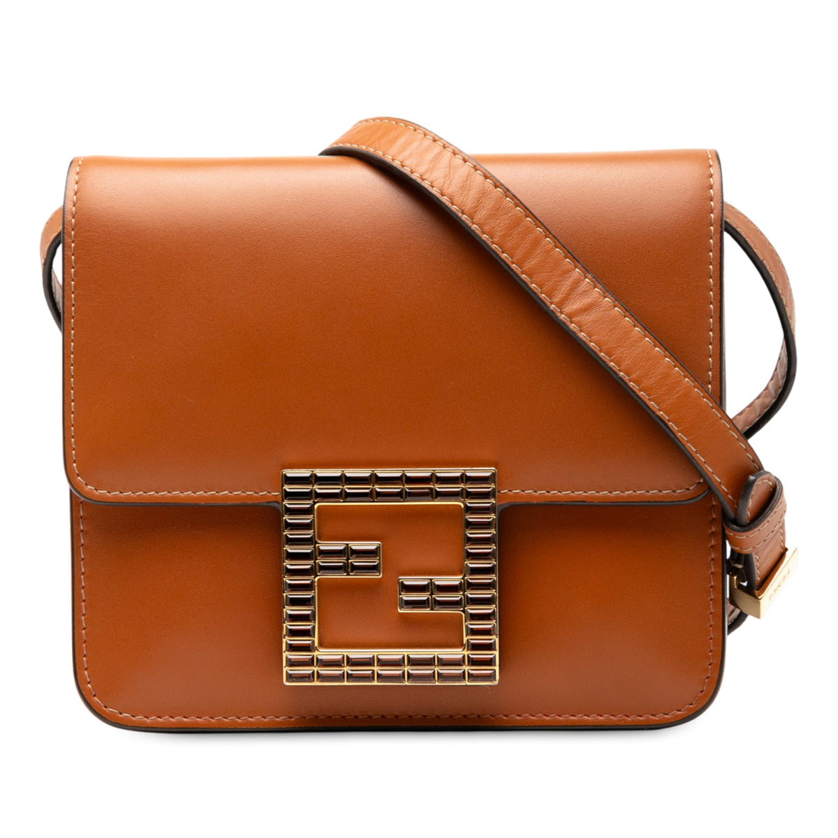 Fendi Leather Crystal Fab Crossbody