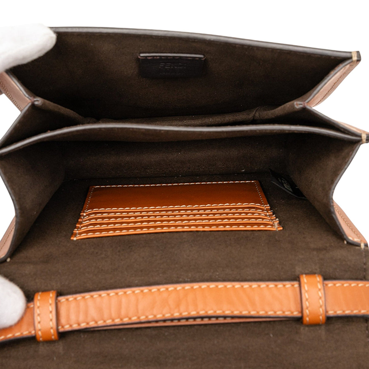 Fendi Leather Crystal Fab Crossbody