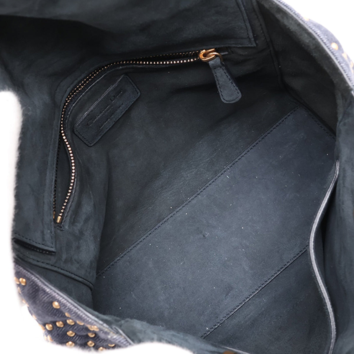 Dior Medium Denim Cannage Studded Supple Lady Dior — Blue