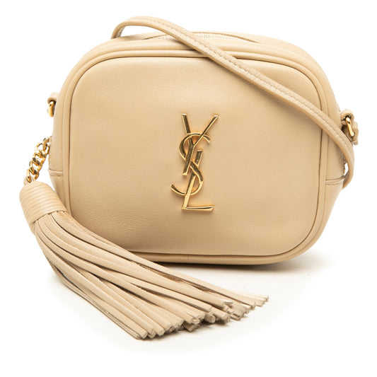 Saint Laurent Nappa Monogram Blogger Bag — Beige