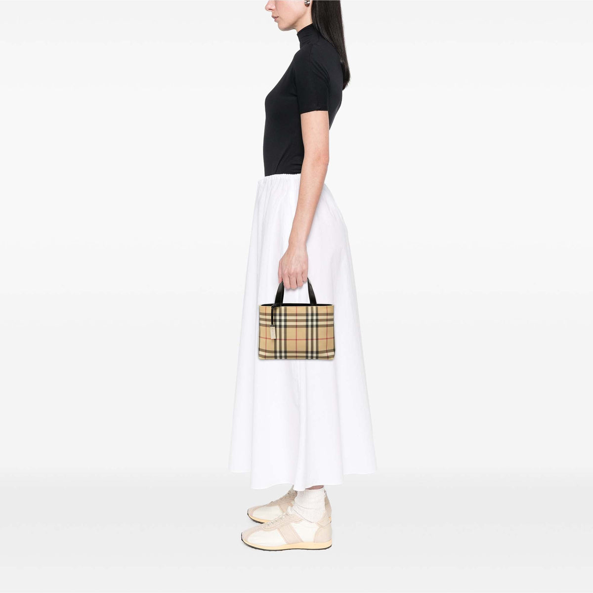Burberry House Check Coated Canvas Handbag — Beige