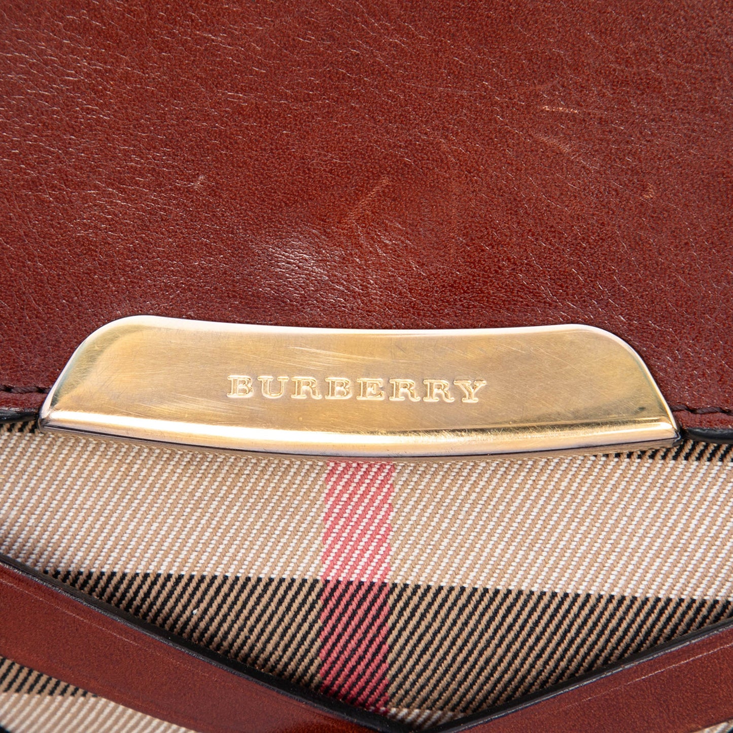 Burberry Leather and House Check Canvas Bridle Abbott Crossbody