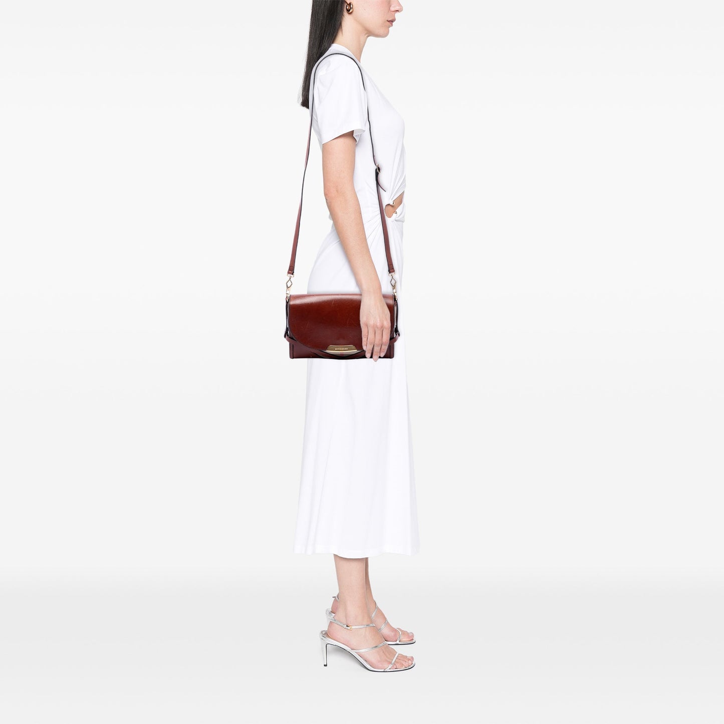 Burberry Leather and House Check Canvas Bridle Abbott Crossbody
