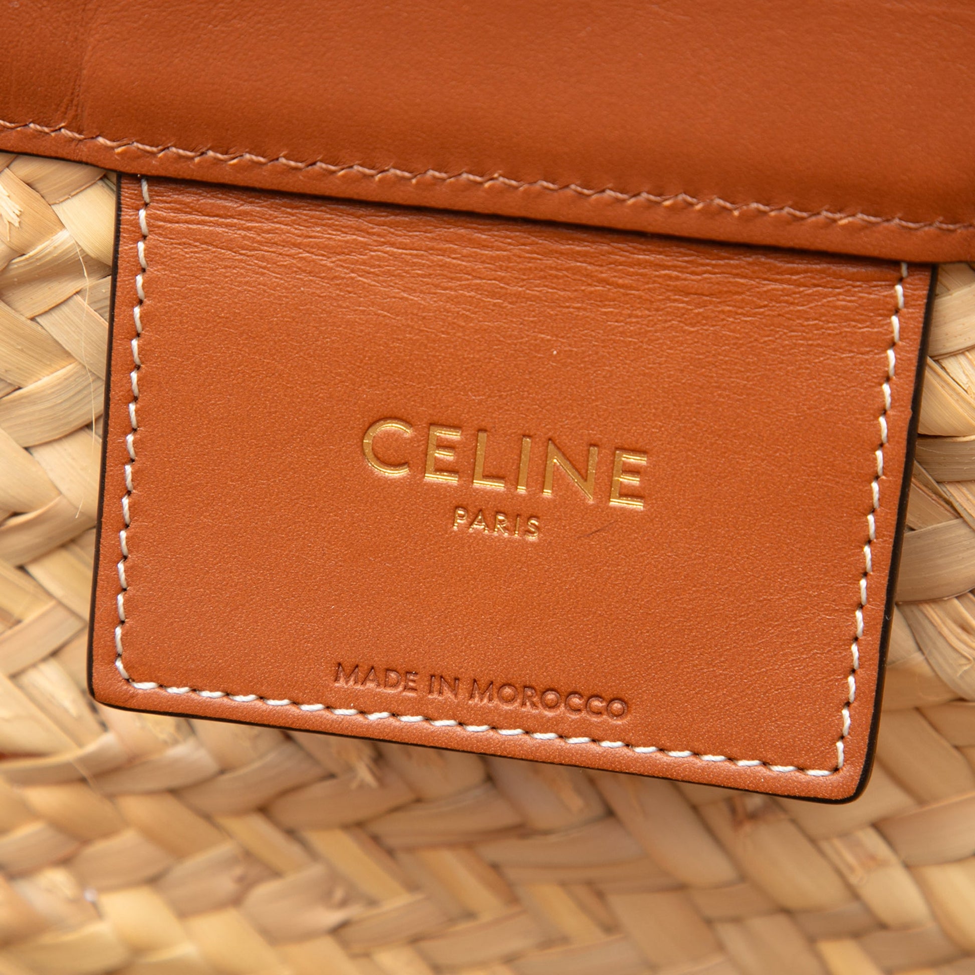 Celine Large Raffia Classic Studded Panier Tote