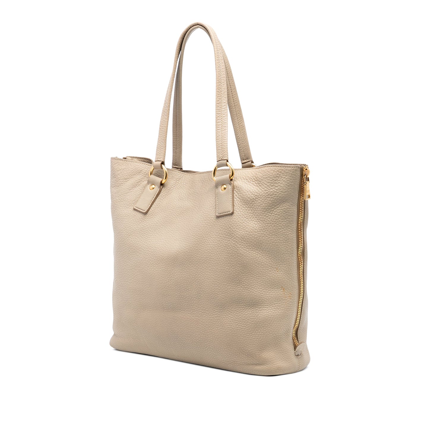 Prada Vitello Daino Side Zip Shopper Tote